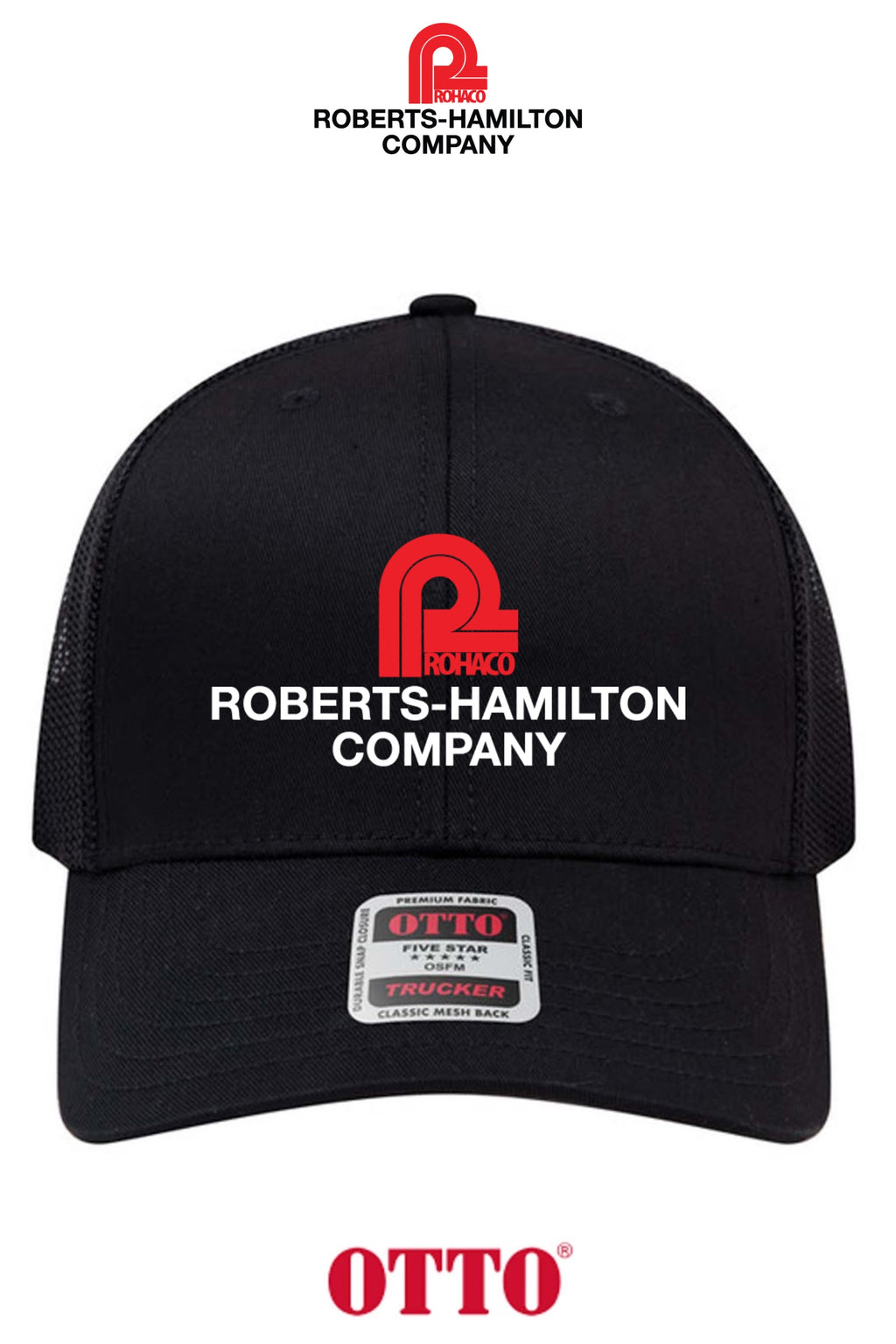 **BULK BUY SPECIAL** OTTO CAP® 6 Panel Mid Profile Mesh Back Trucker Hat - ROBERTS-HAMILTON