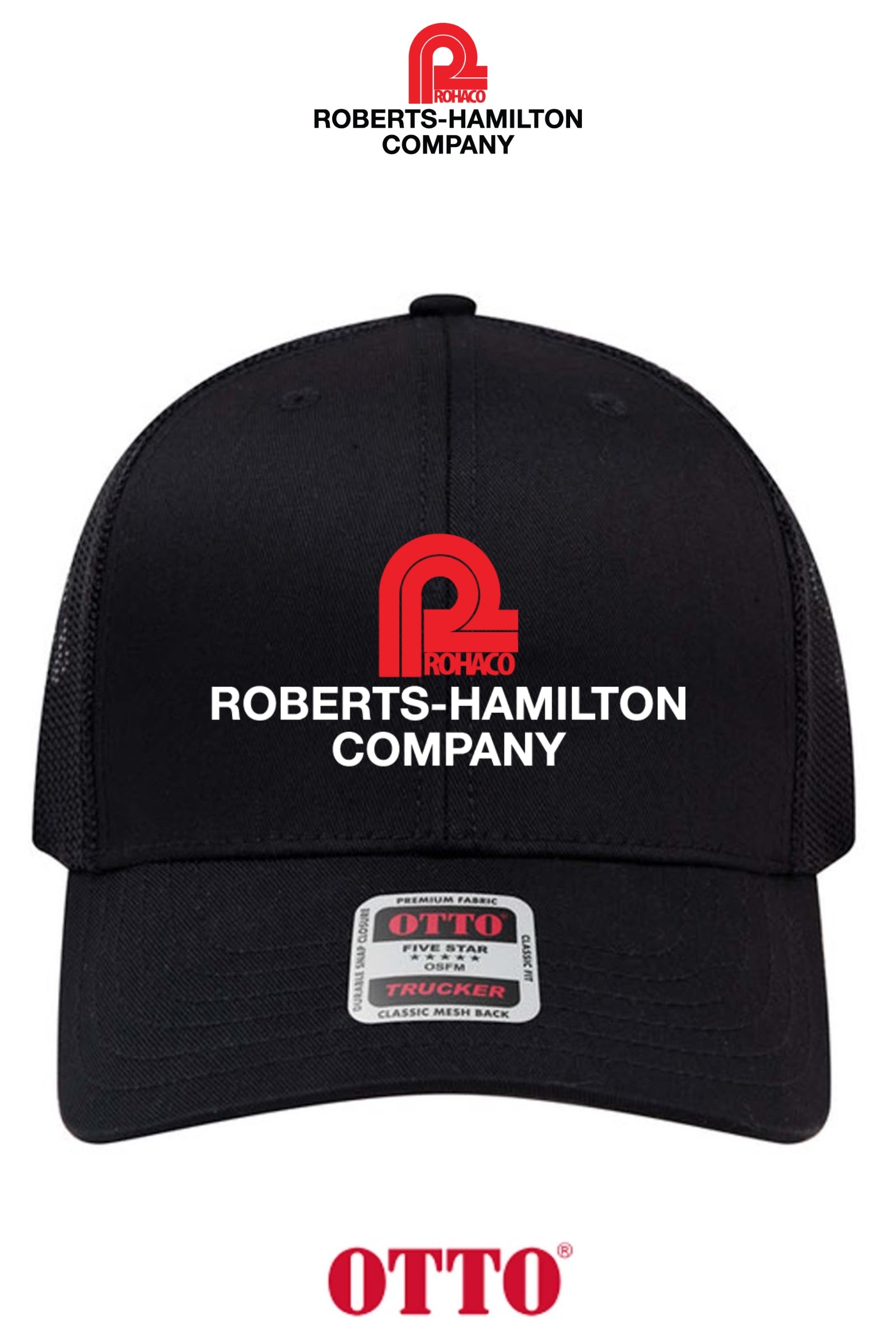 **BULK BUY SPECIAL** OTTO CAP® 6 Panel Mid Profile Mesh Back Trucker Hat - ROBERTS-HAMILTON