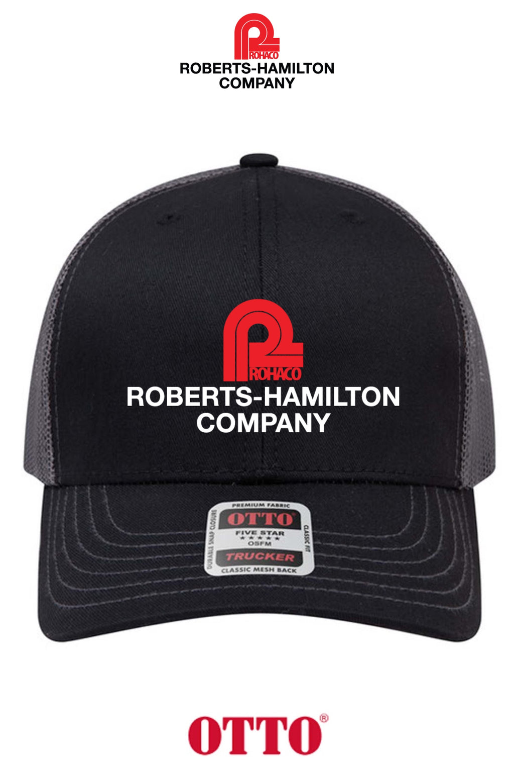 **BULK BUY SPECIAL** OTTO CAP® 6 Panel Mid Profile Mesh Back Trucker Hat - ROBERTS-HAMILTON
