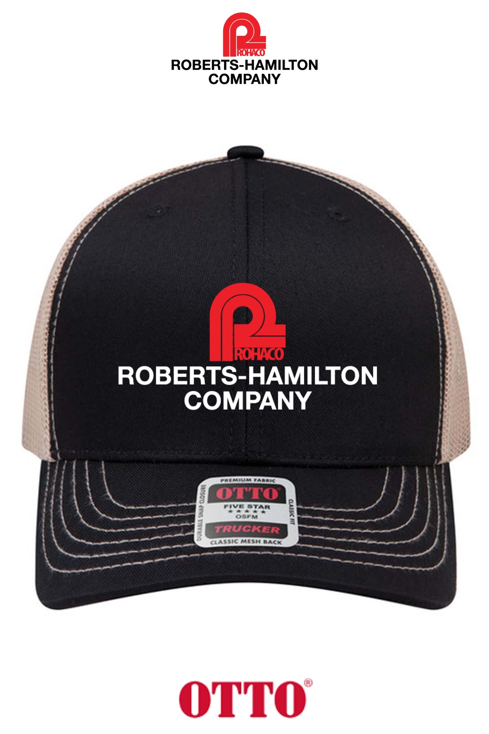 **BULK BUY SPECIAL** OTTO CAP® 6 Panel Mid Profile Mesh Back Trucker Hat - ROBERTS-HAMILTON