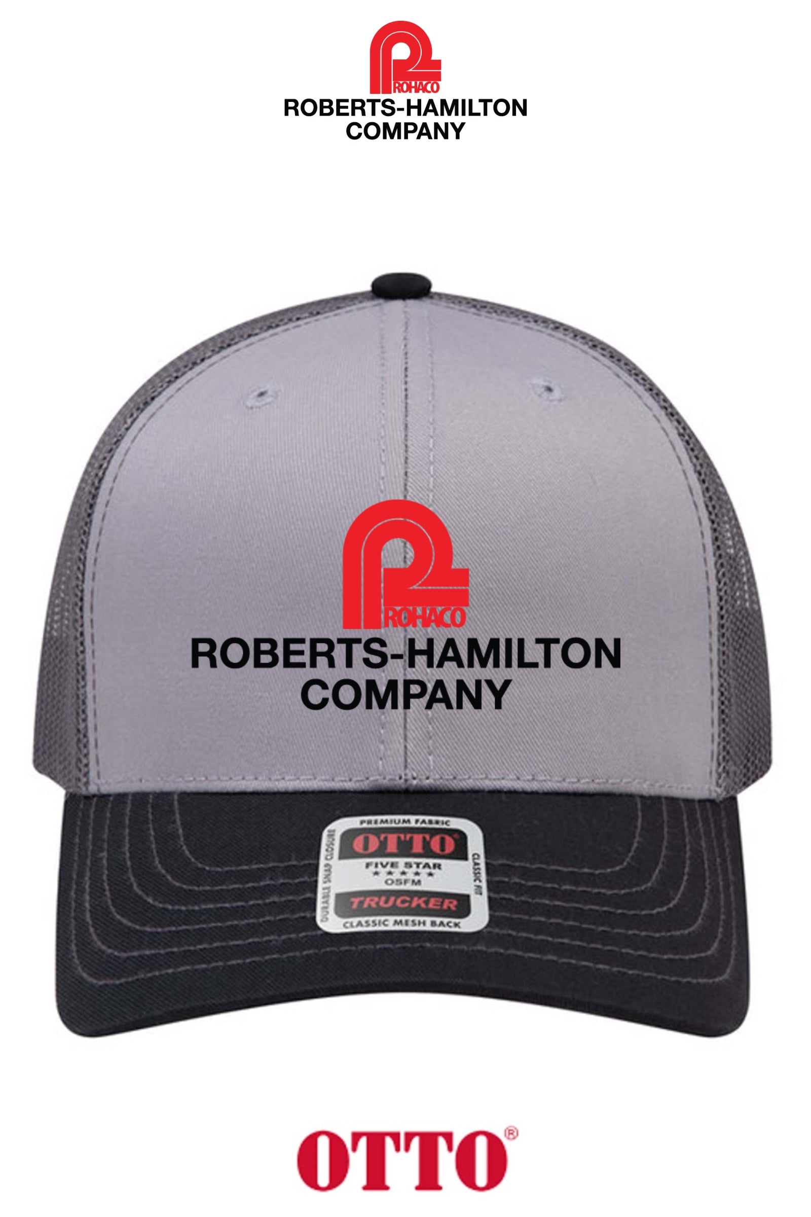 **BULK BUY SPECIAL** OTTO CAP® 6 Panel Mid Profile Mesh Back Trucker Hat - ROBERTS-HAMILTON