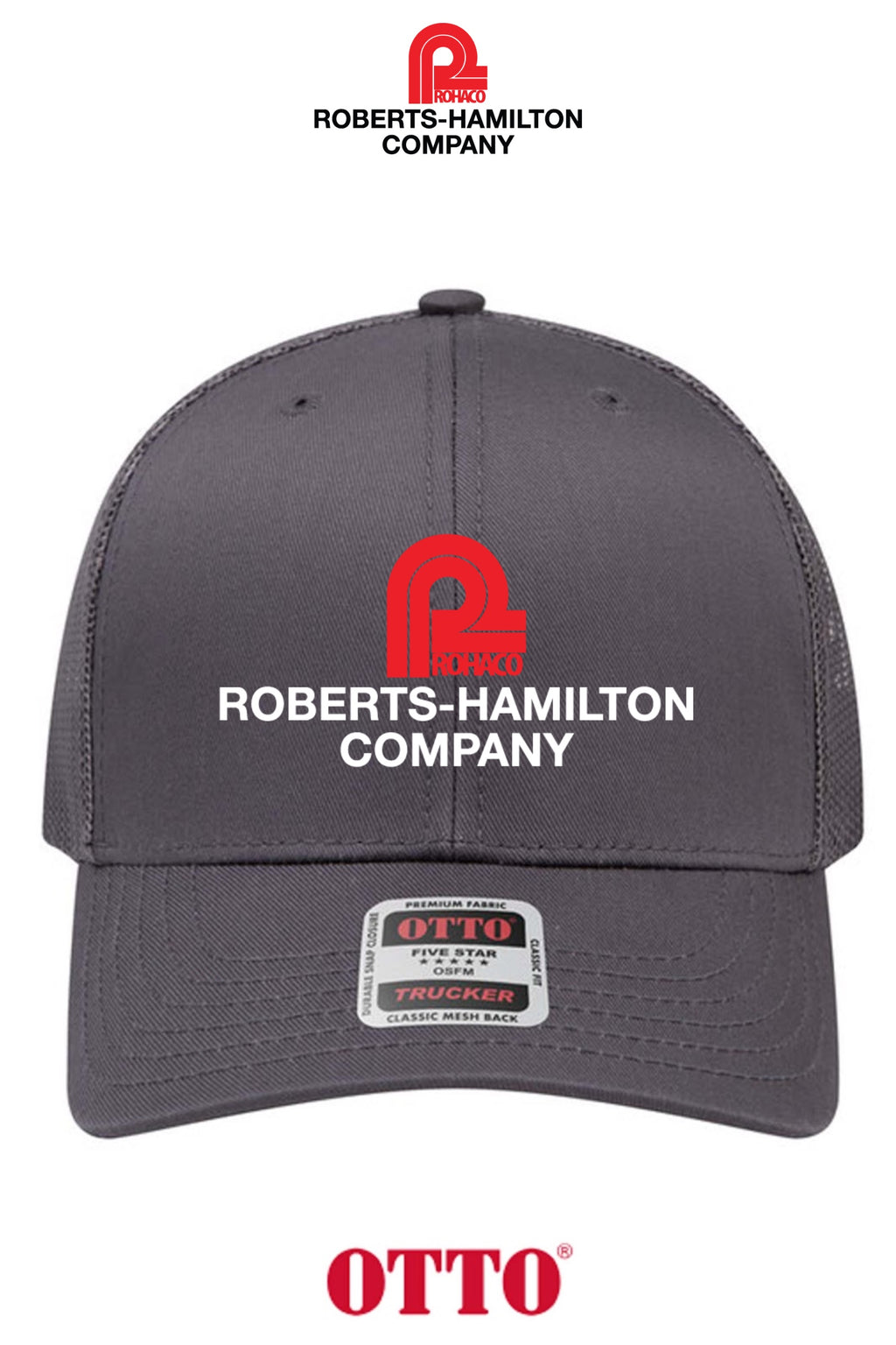 **BULK BUY SPECIAL** OTTO CAP® 6 Panel Mid Profile Mesh Back Trucker Hat - ROBERTS-HAMILTON