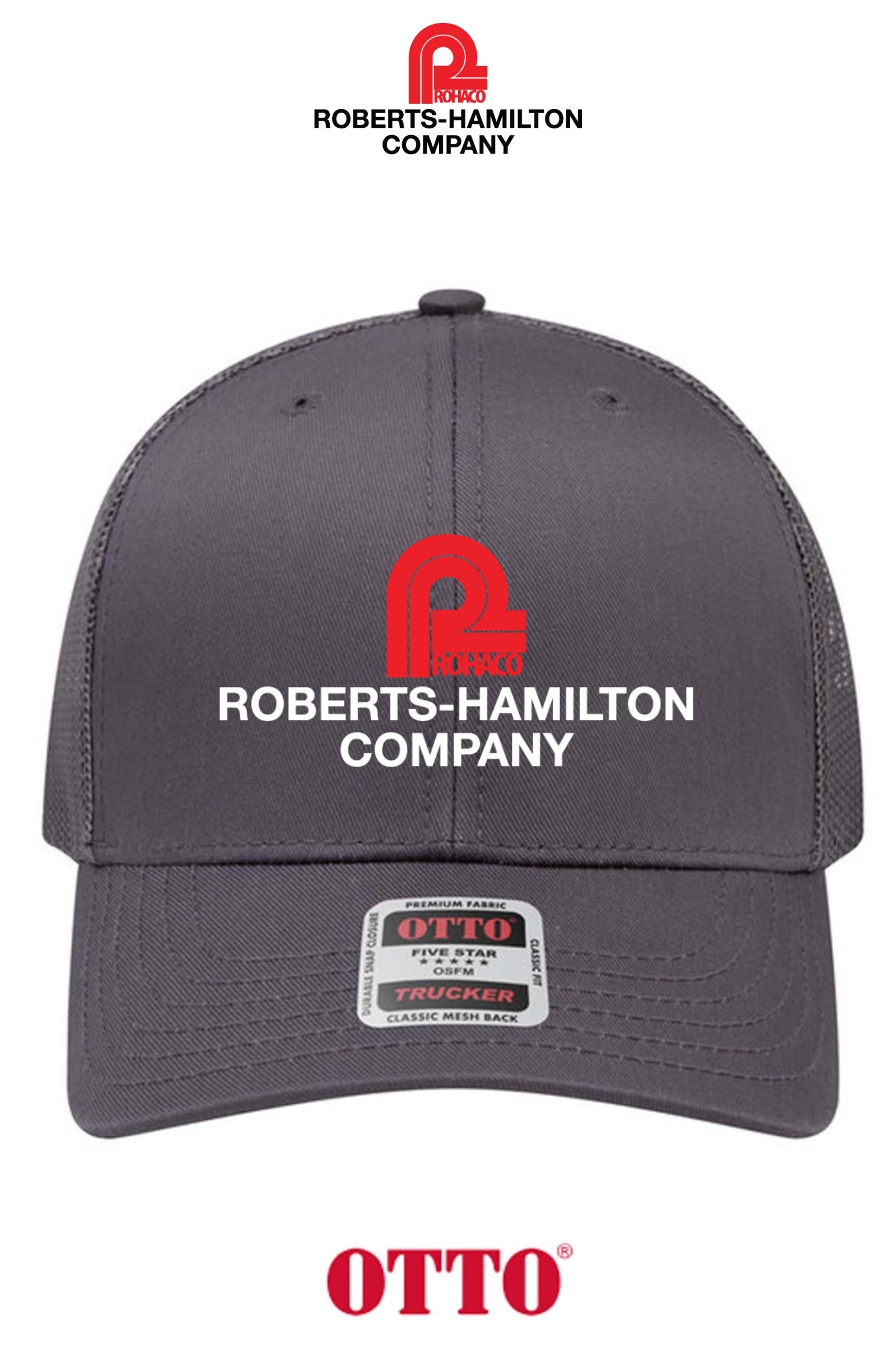 **BULK BUY SPECIAL** OTTO CAP® 6 Panel Mid Profile Mesh Back Trucker Hat - ROBERTS-HAMILTON