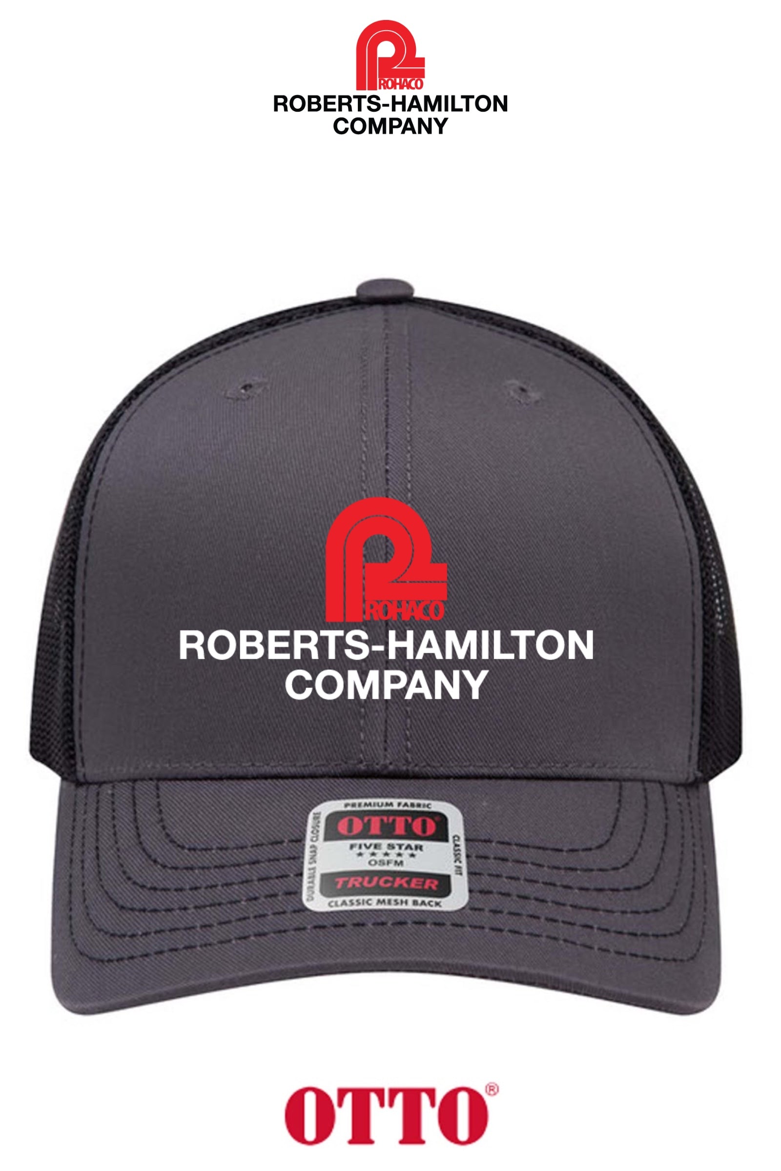 **BULK BUY SPECIAL** OTTO CAP® 6 Panel Mid Profile Mesh Back Trucker Hat - ROBERTS-HAMILTON