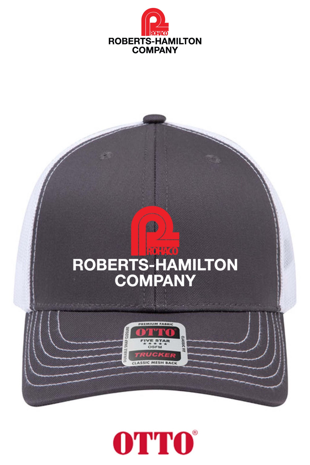 **BULK BUY SPECIAL** OTTO CAP® 6 Panel Mid Profile Mesh Back Trucker Hat - ROBERTS-HAMILTON