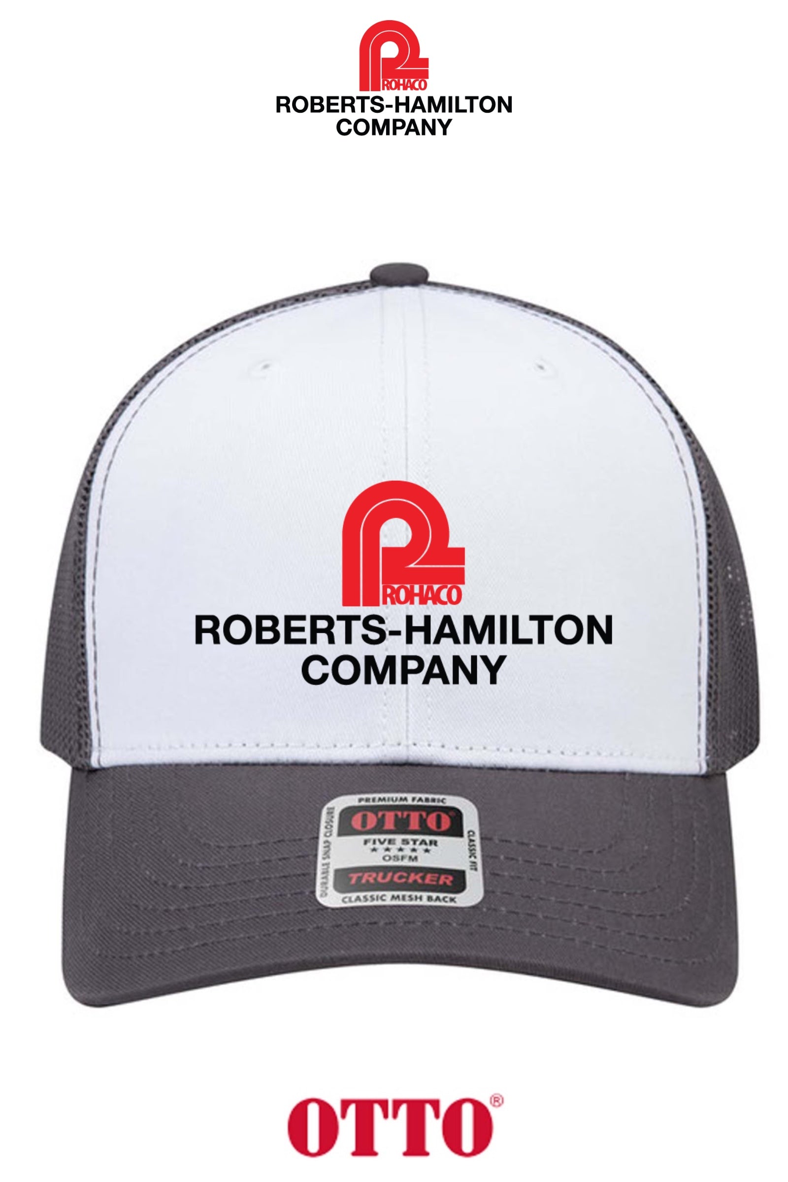 **BULK BUY SPECIAL** OTTO CAP® 6 Panel Mid Profile Mesh Back Trucker Hat - ROBERTS-HAMILTON