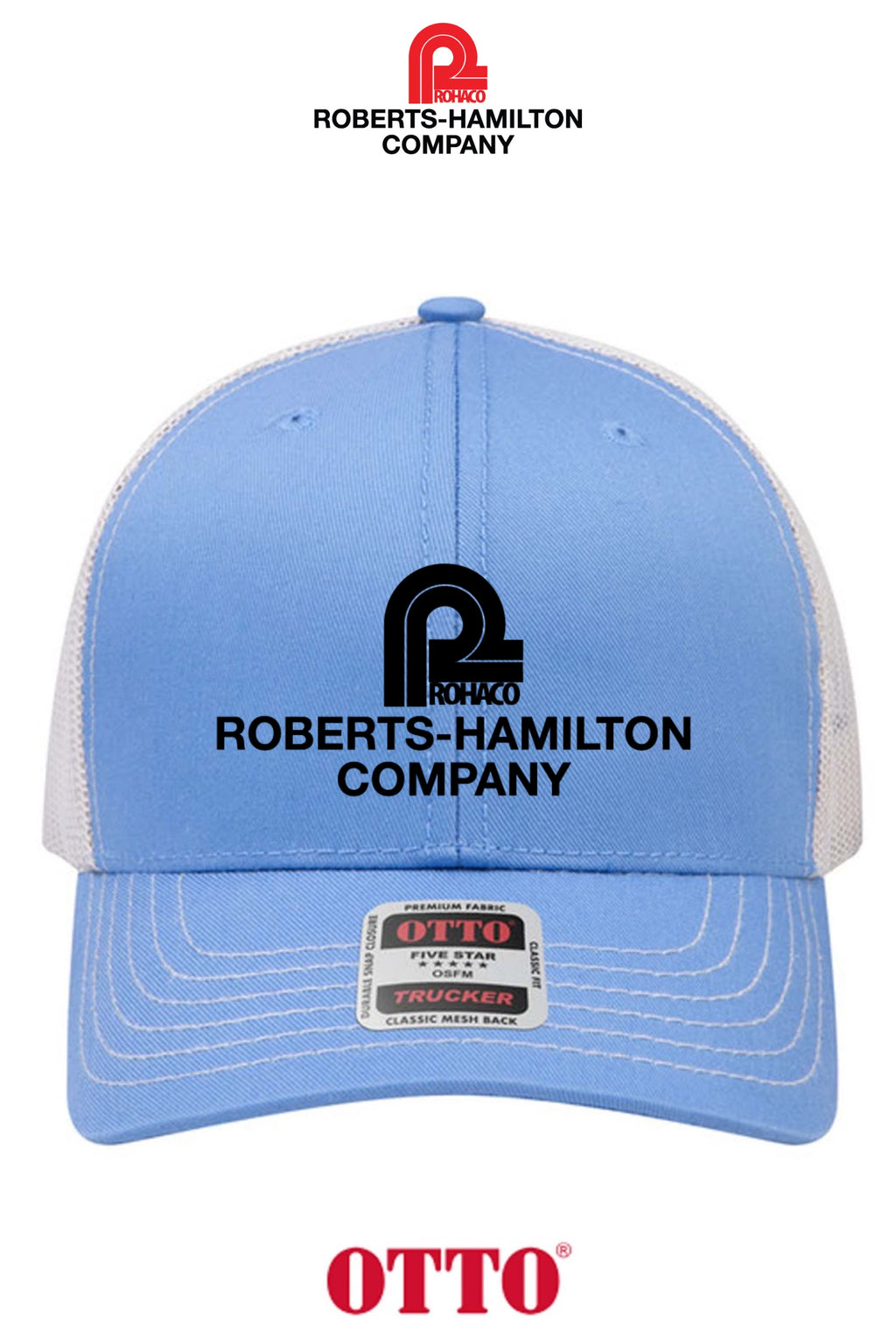 **BULK BUY SPECIAL** OTTO CAP® 6 Panel Mid Profile Mesh Back Trucker Hat - ROBERTS-HAMILTON