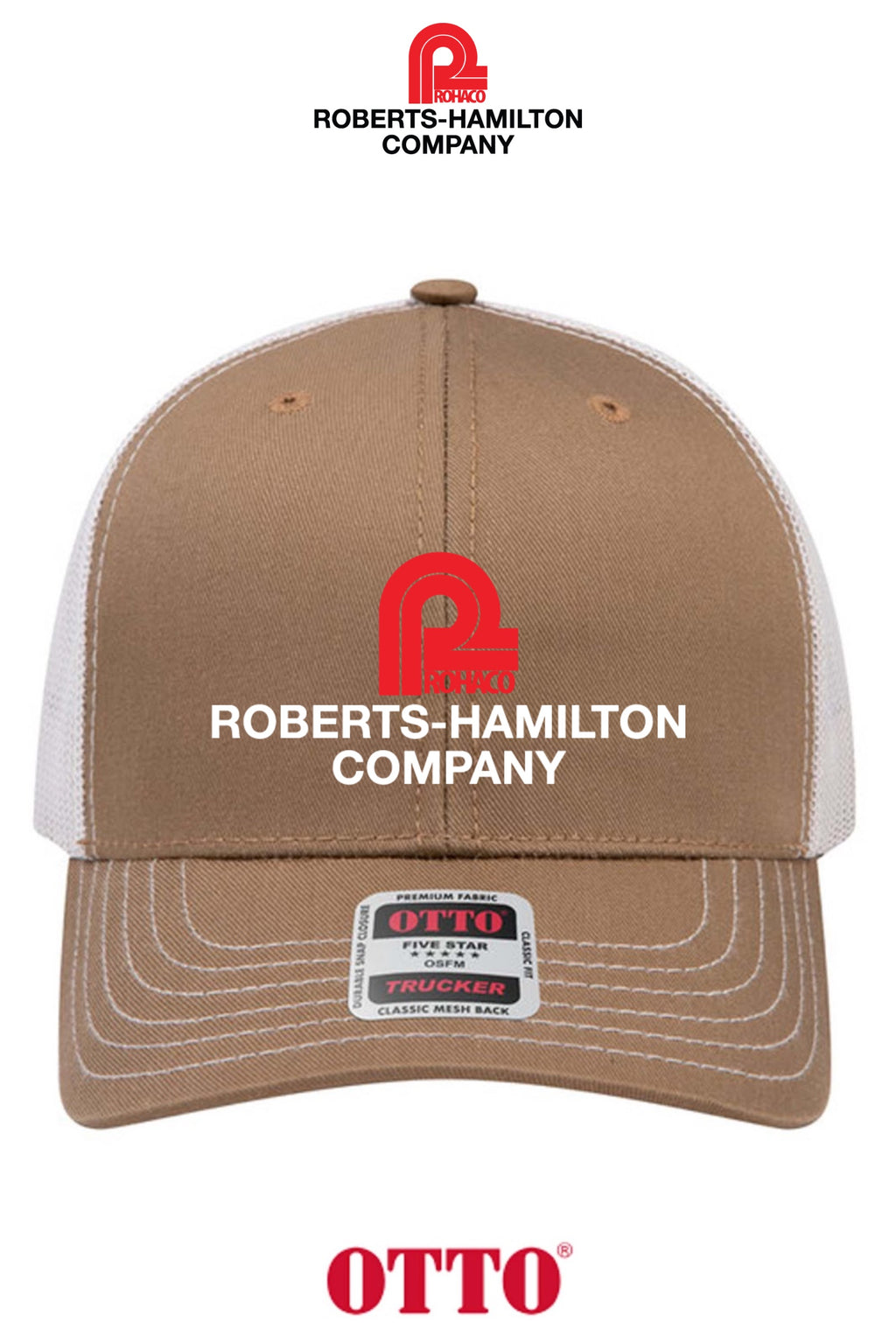 **BULK BUY SPECIAL** OTTO CAP® 6 Panel Mid Profile Mesh Back Trucker Hat - ROBERTS-HAMILTON