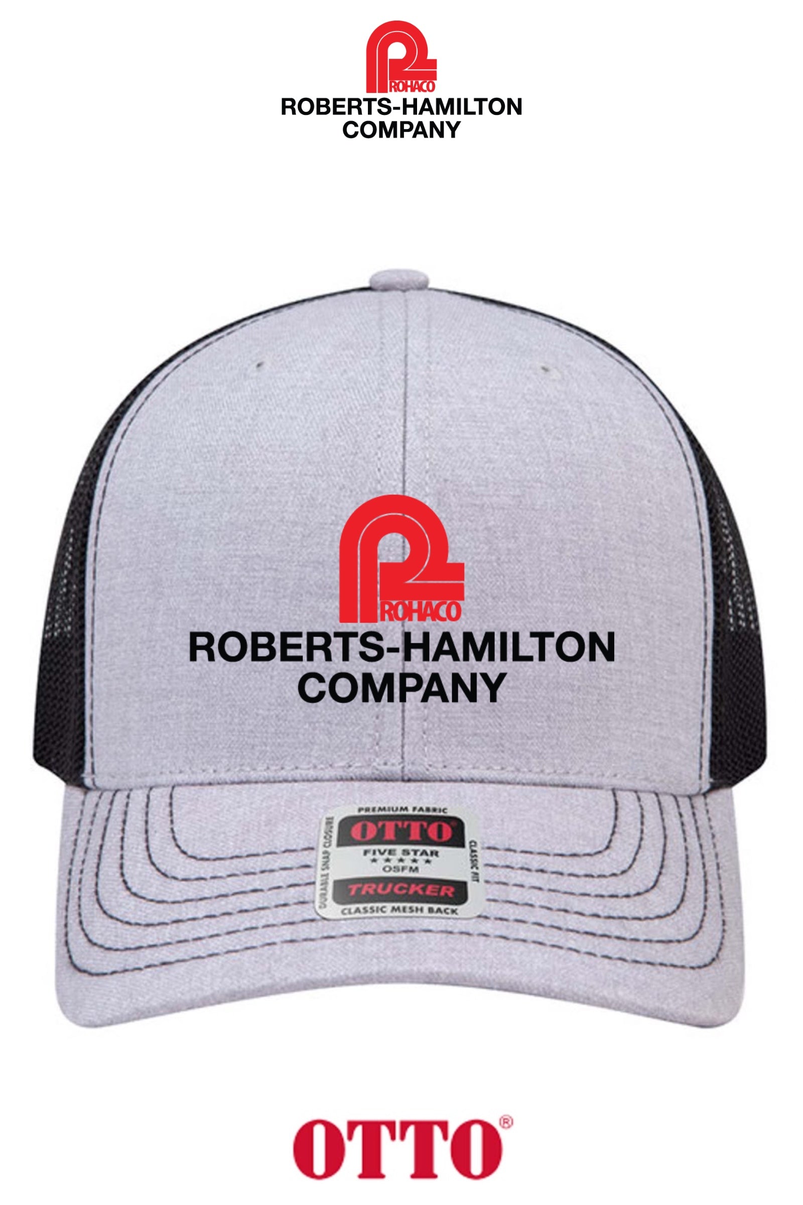 **BULK BUY SPECIAL** OTTO CAP® 6 Panel Mid Profile Mesh Back Trucker Hat - ROBERTS-HAMILTON
