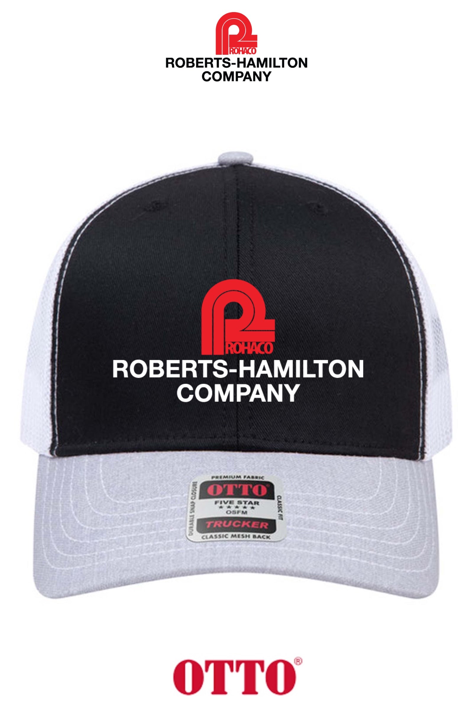 **BULK BUY SPECIAL** OTTO CAP® 6 Panel Mid Profile Mesh Back Trucker Hat - ROBERTS-HAMILTON