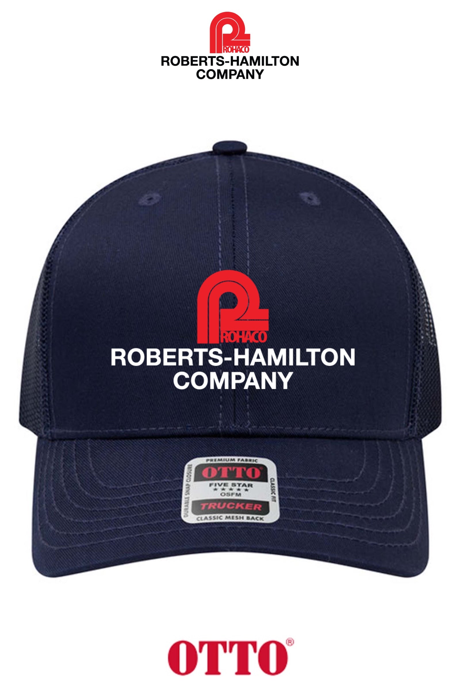 **BULK BUY SPECIAL** OTTO CAP® 6 Panel Mid Profile Mesh Back Trucker Hat - ROBERTS-HAMILTON