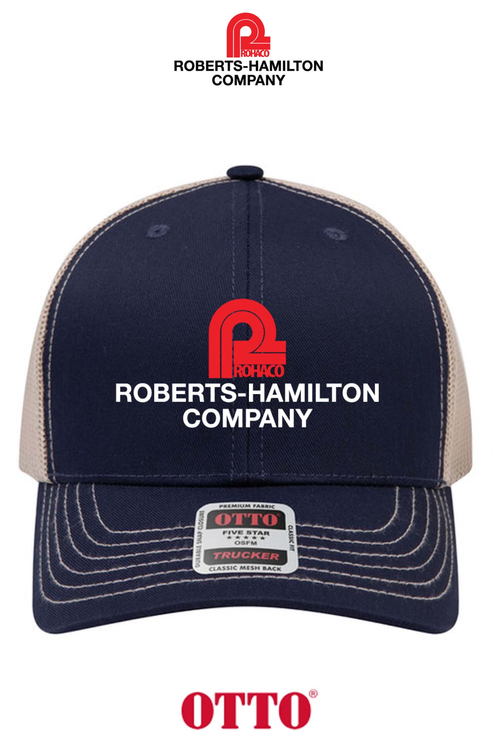 **BULK BUY SPECIAL** OTTO CAP® 6 Panel Mid Profile Mesh Back Trucker Hat - ROBERTS-HAMILTON