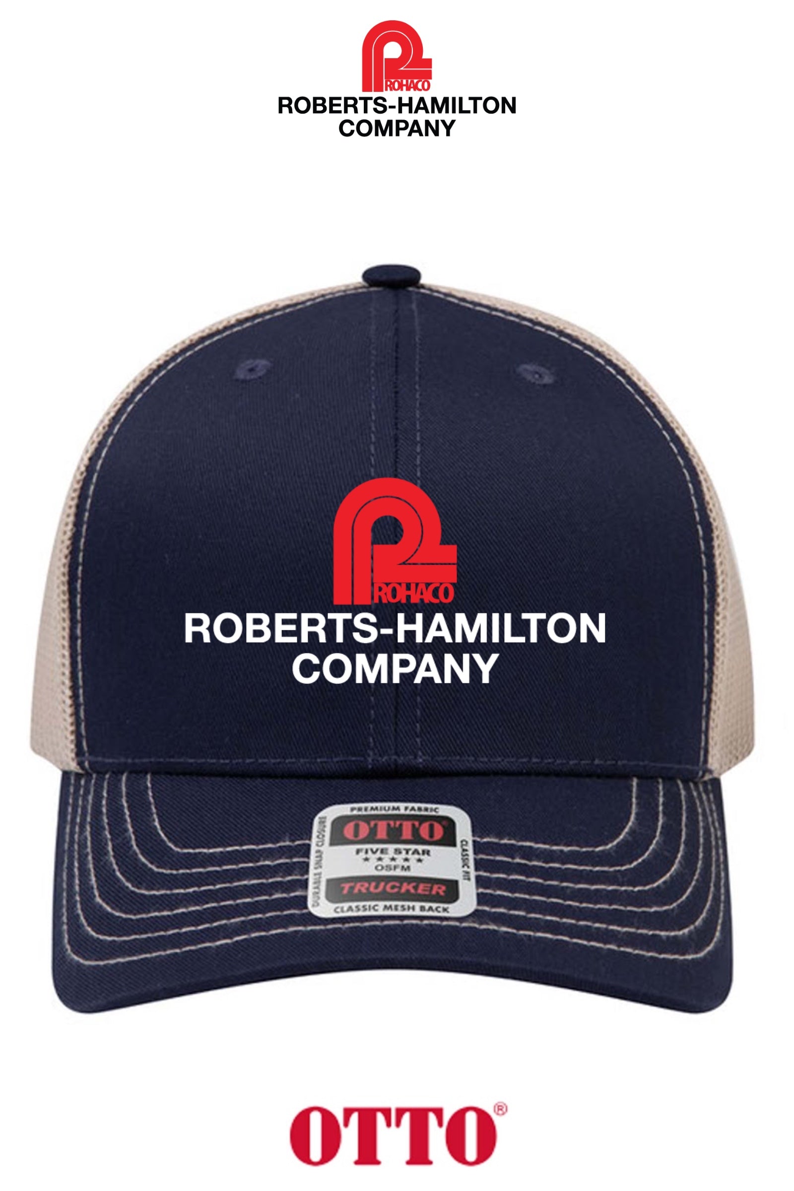**BULK BUY SPECIAL** OTTO CAP® 6 Panel Mid Profile Mesh Back Trucker Hat - ROBERTS-HAMILTON