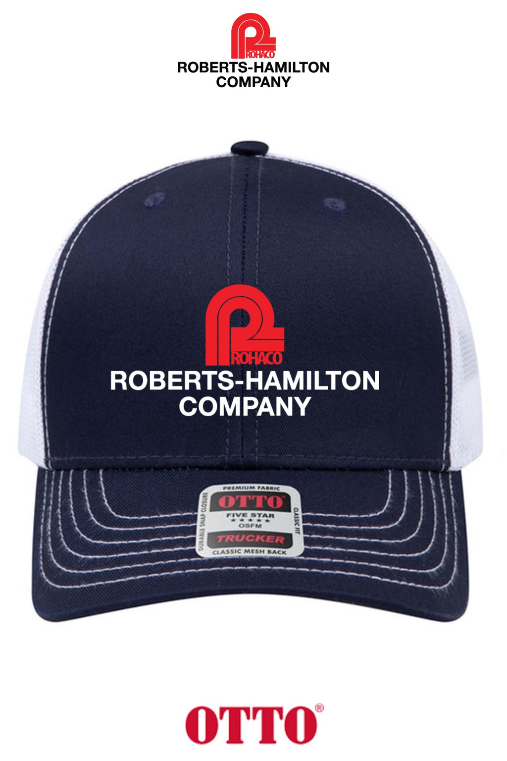 **BULK BUY SPECIAL** OTTO CAP® 6 Panel Mid Profile Mesh Back Trucker Hat - ROBERTS-HAMILTON