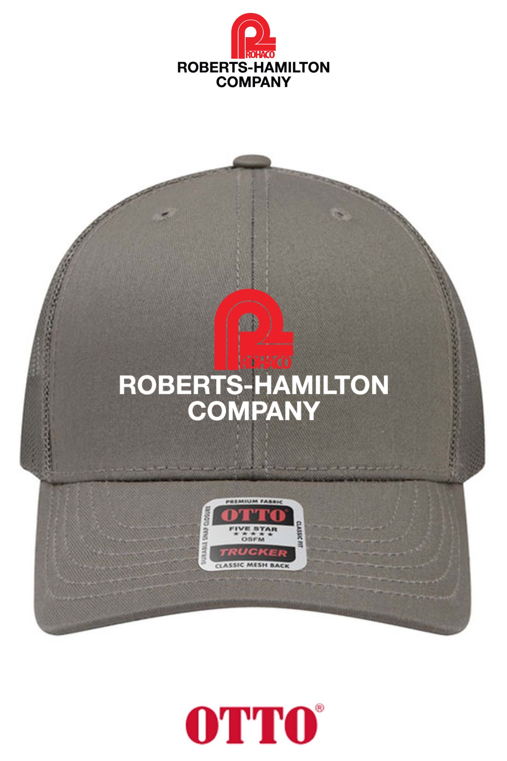 **BULK BUY SPECIAL** OTTO CAP® 6 Panel Mid Profile Mesh Back Trucker Hat - ROBERTS-HAMILTON
