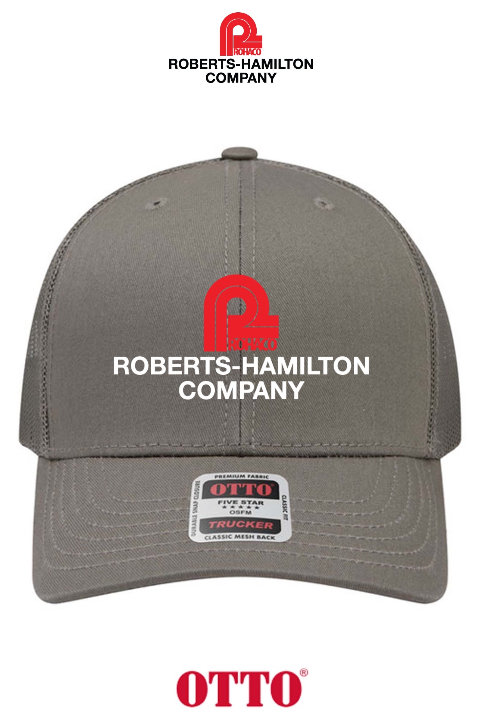 **BULK BUY SPECIAL** OTTO CAP® 6 Panel Mid Profile Mesh Back Trucker Hat - ROBERTS-HAMILTON