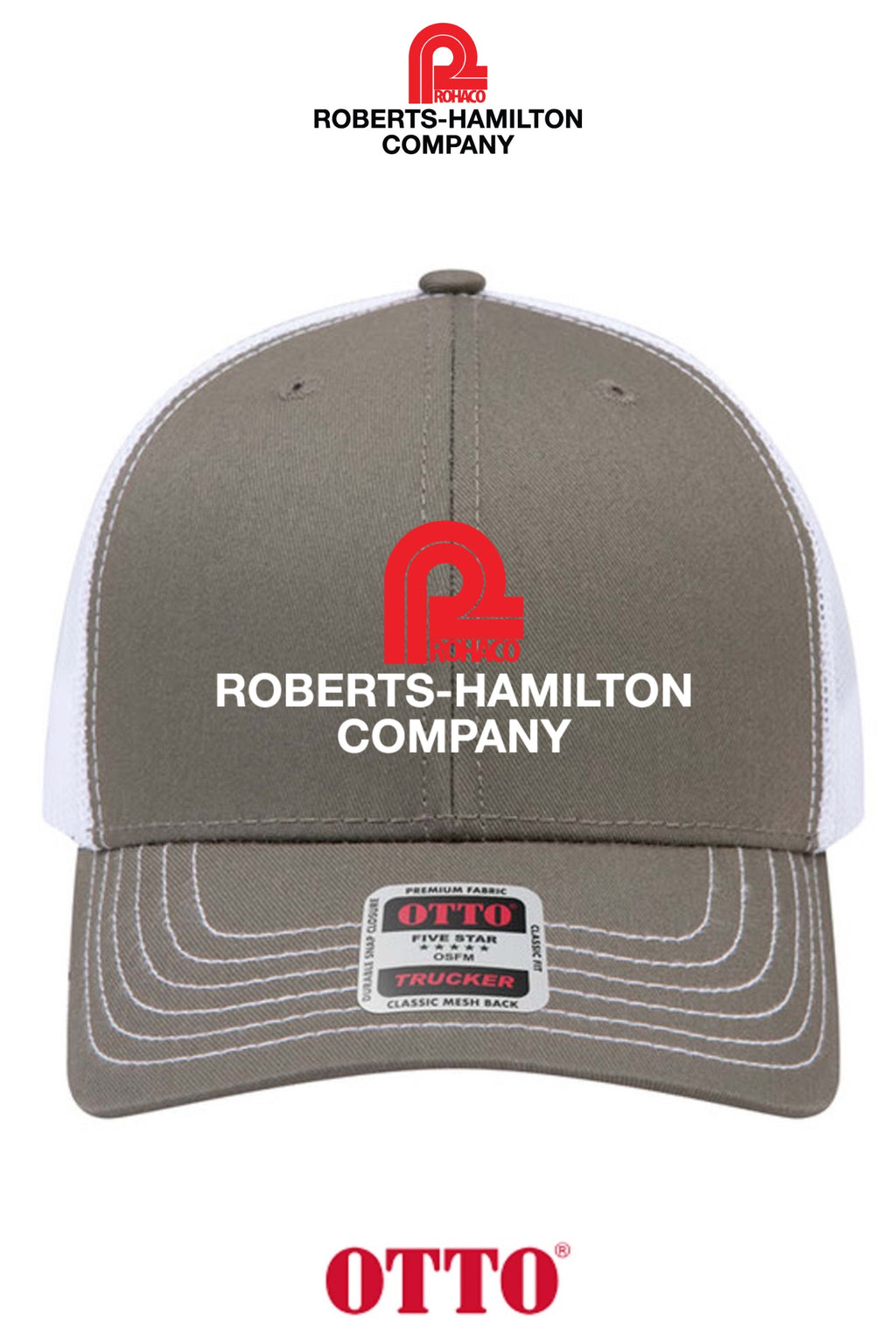 **BULK BUY SPECIAL** OTTO CAP® 6 Panel Mid Profile Mesh Back Trucker Hat - ROBERTS-HAMILTON