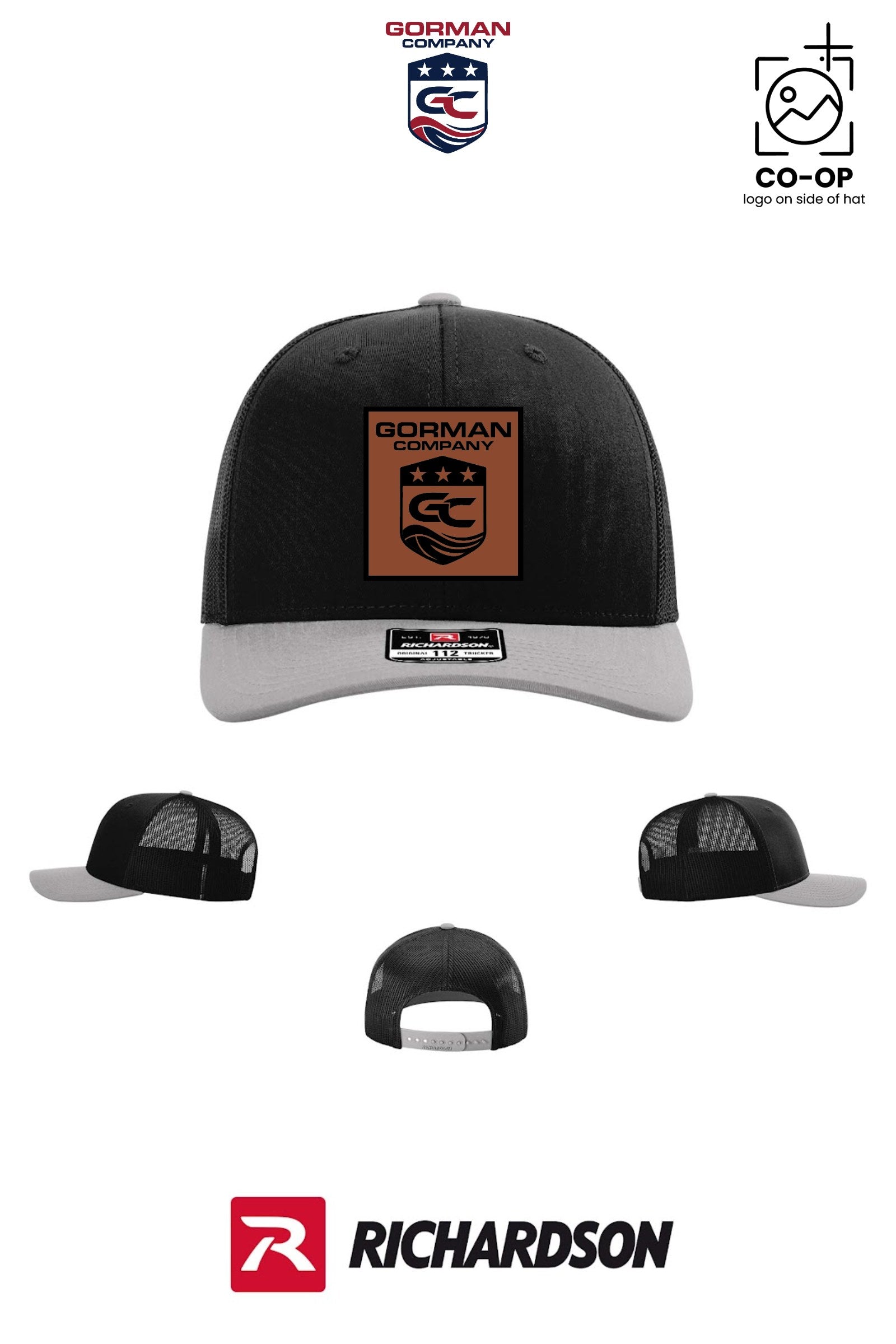 *LEATHER PATCH* Richardson 112 Trucker Cap - GORMAN CO - PANAMA CITY - Pack of 25