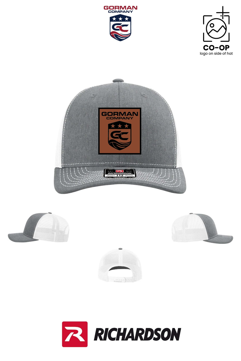 *LEATHER PATCH* Richardson 112 Trucker Cap - GORMAN CO - PANAMA CITY - Pack of 25