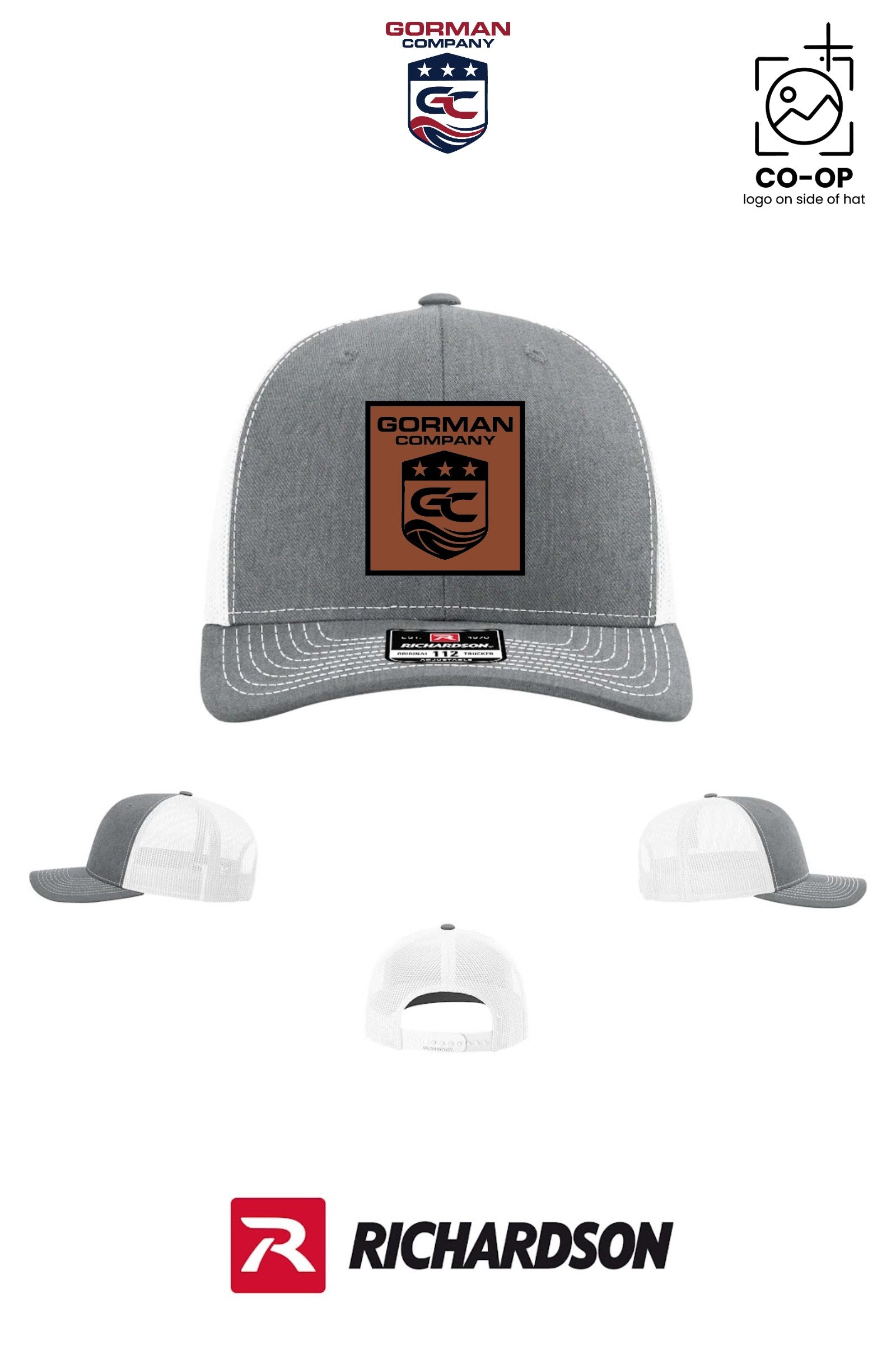 *LEATHER PATCH* Richardson 112 Trucker Cap - GORMAN CO - PANAMA CITY - Pack of 25