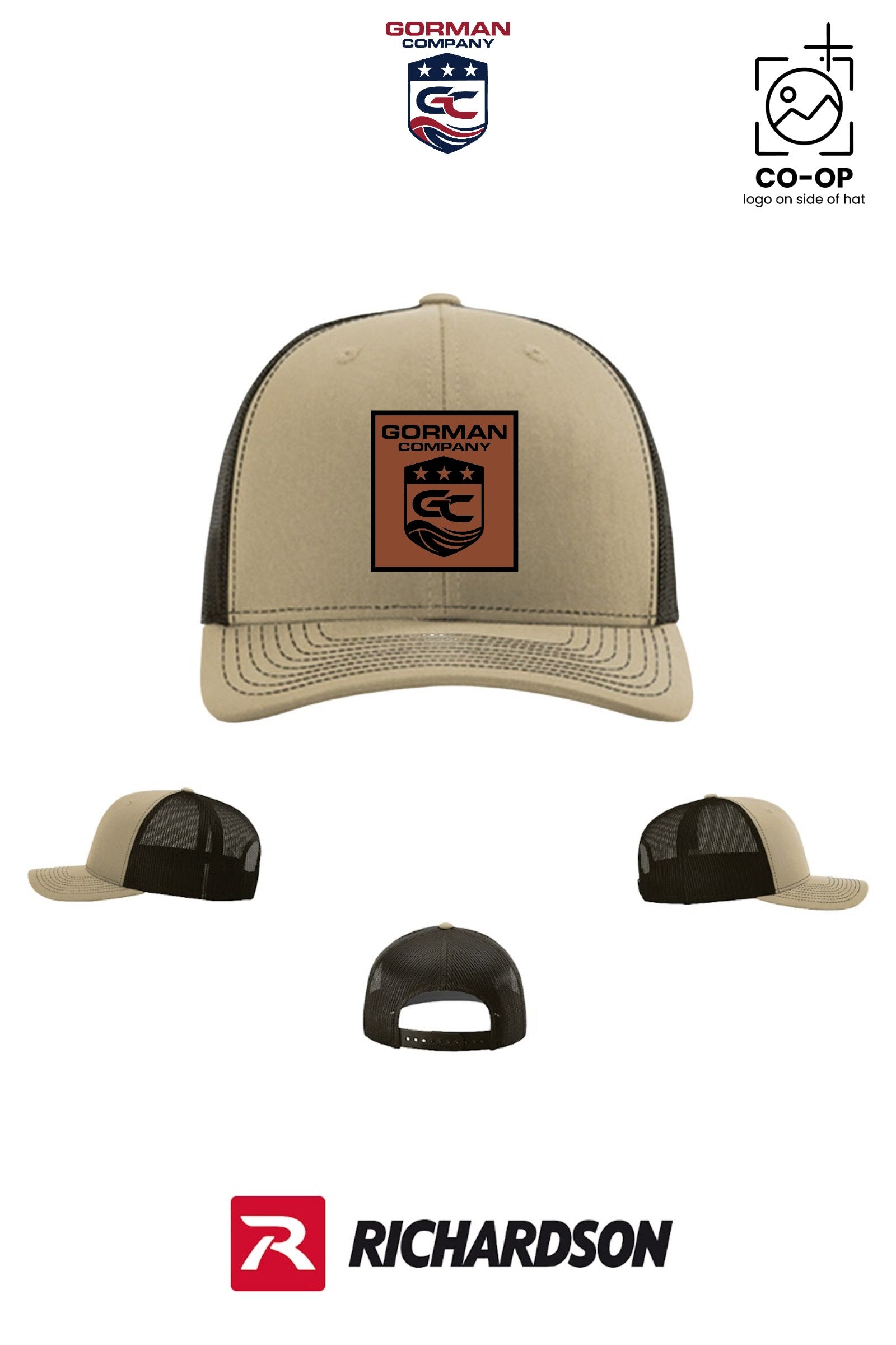 *LEATHER PATCH* Richardson 112 Trucker Cap - GORMAN CO - PANAMA CITY - Pack of 25