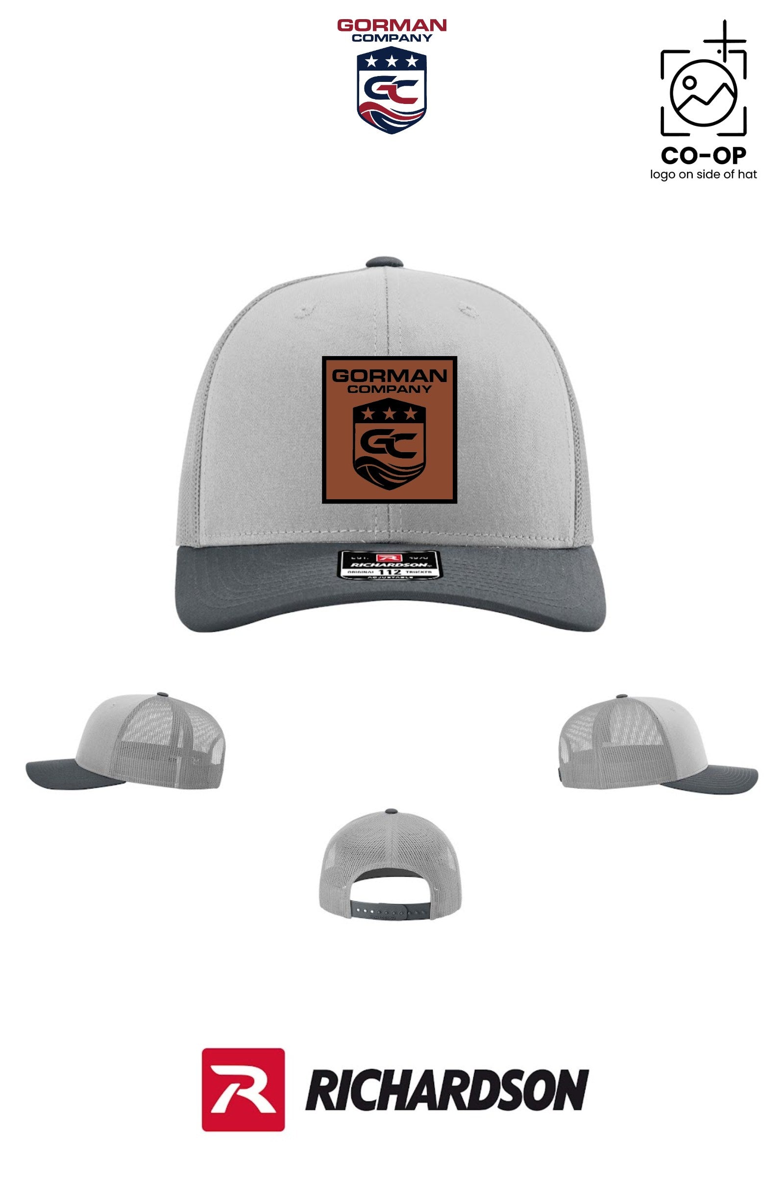 *LEATHER PATCH* Richardson 112 Trucker Cap - GORMAN CO - PANAMA CITY - Pack of 25