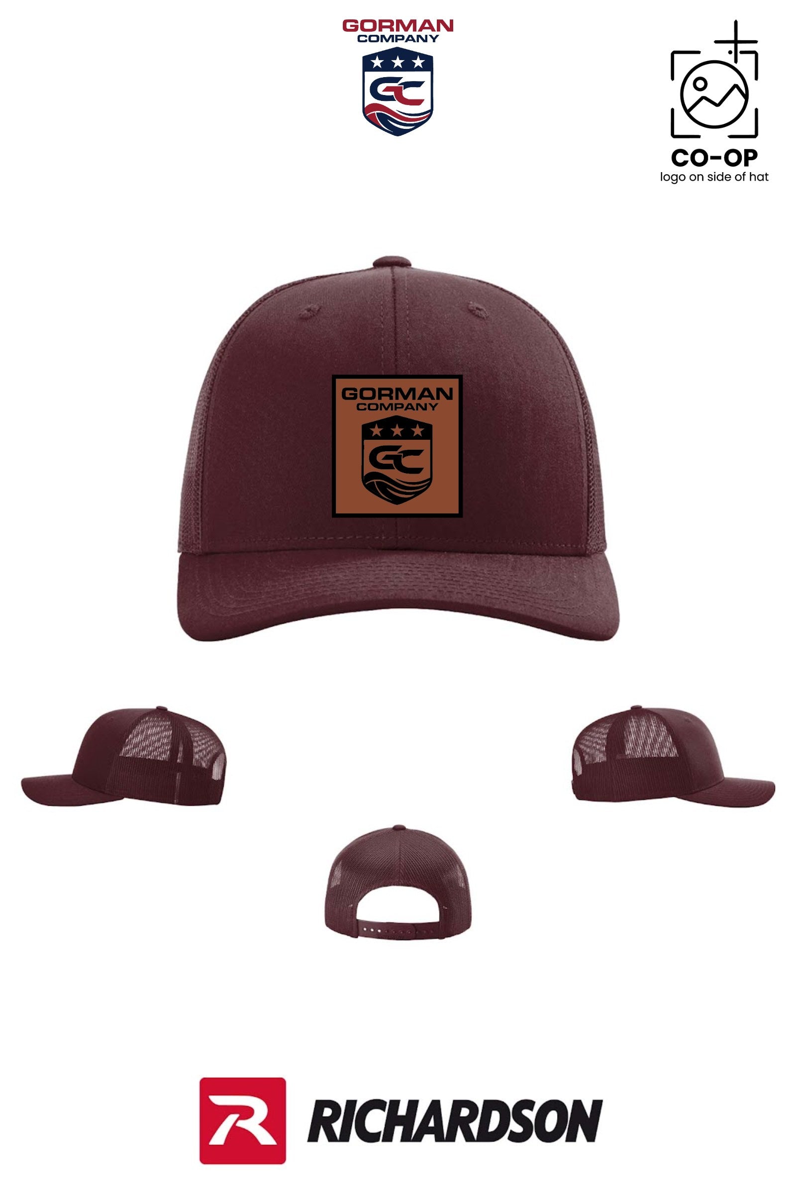*LEATHER PATCH* Richardson 112 Trucker Cap - GORMAN CO - PANAMA CITY - Pack of 25