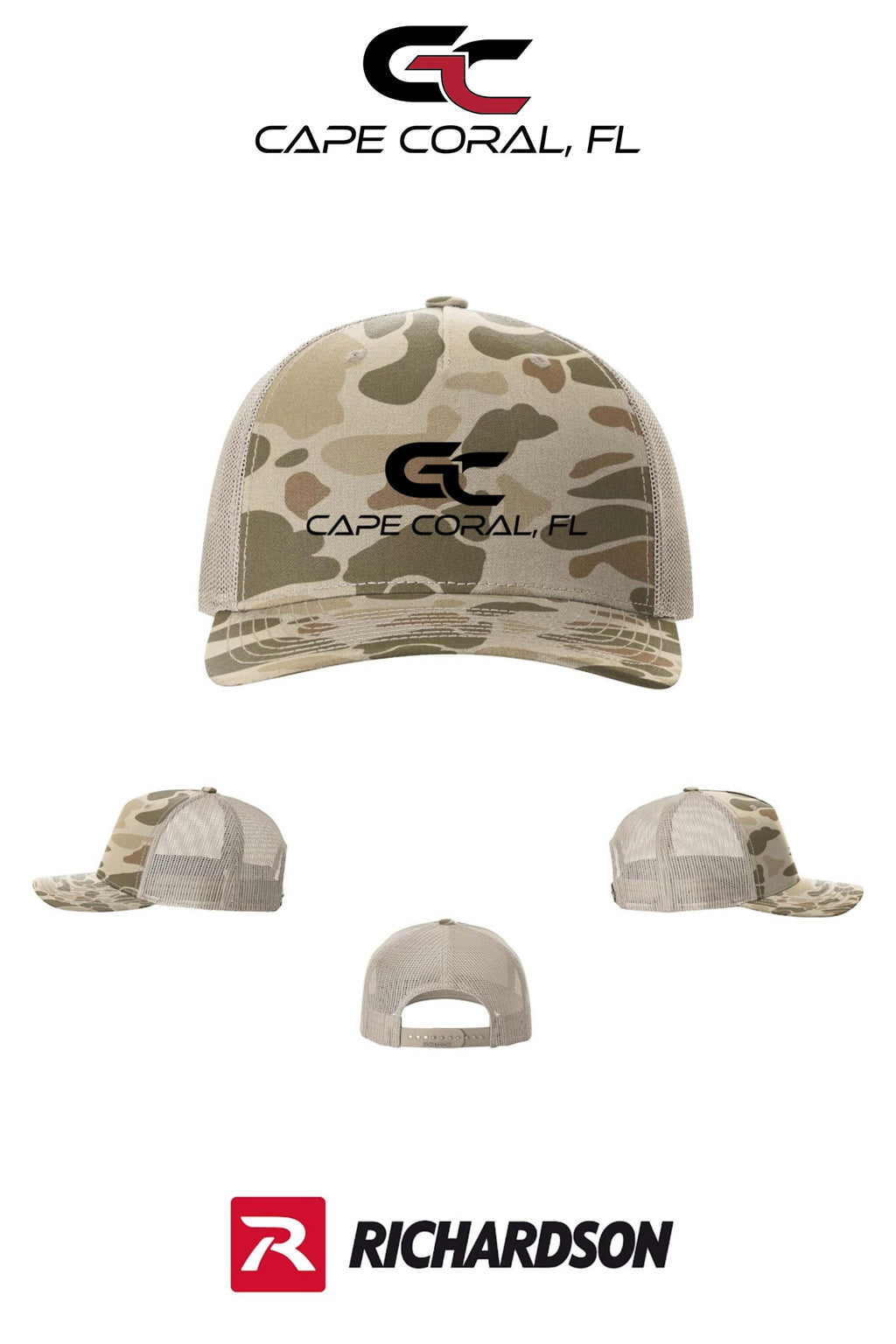 Richardson 112PFP Printed Five-Panel Trucker - GORMAN CO - CAPE CORAL