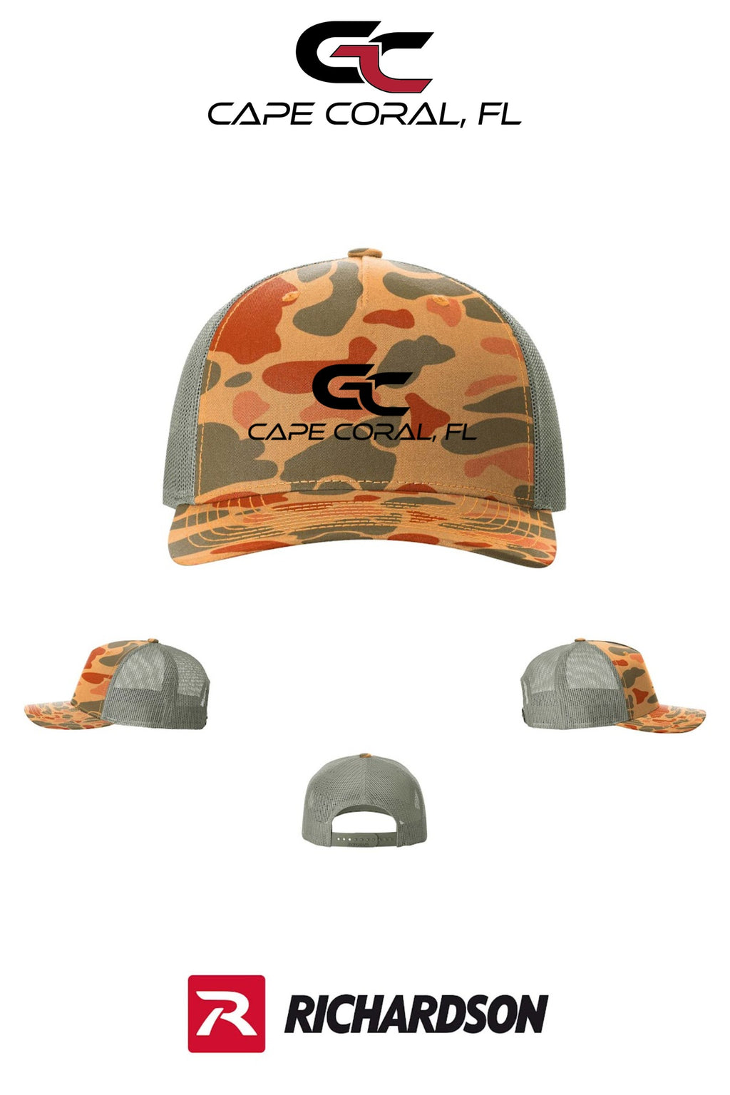 Richardson 112PFP Printed Five-Panel Trucker - GORMAN CO - CAPE CORAL