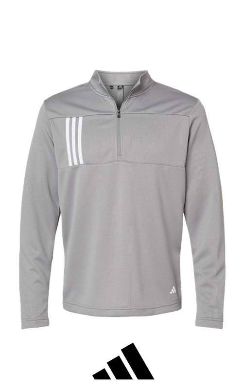 Adidas Men's 3-Stripes Double-Knit Quarter-Zip Pullover