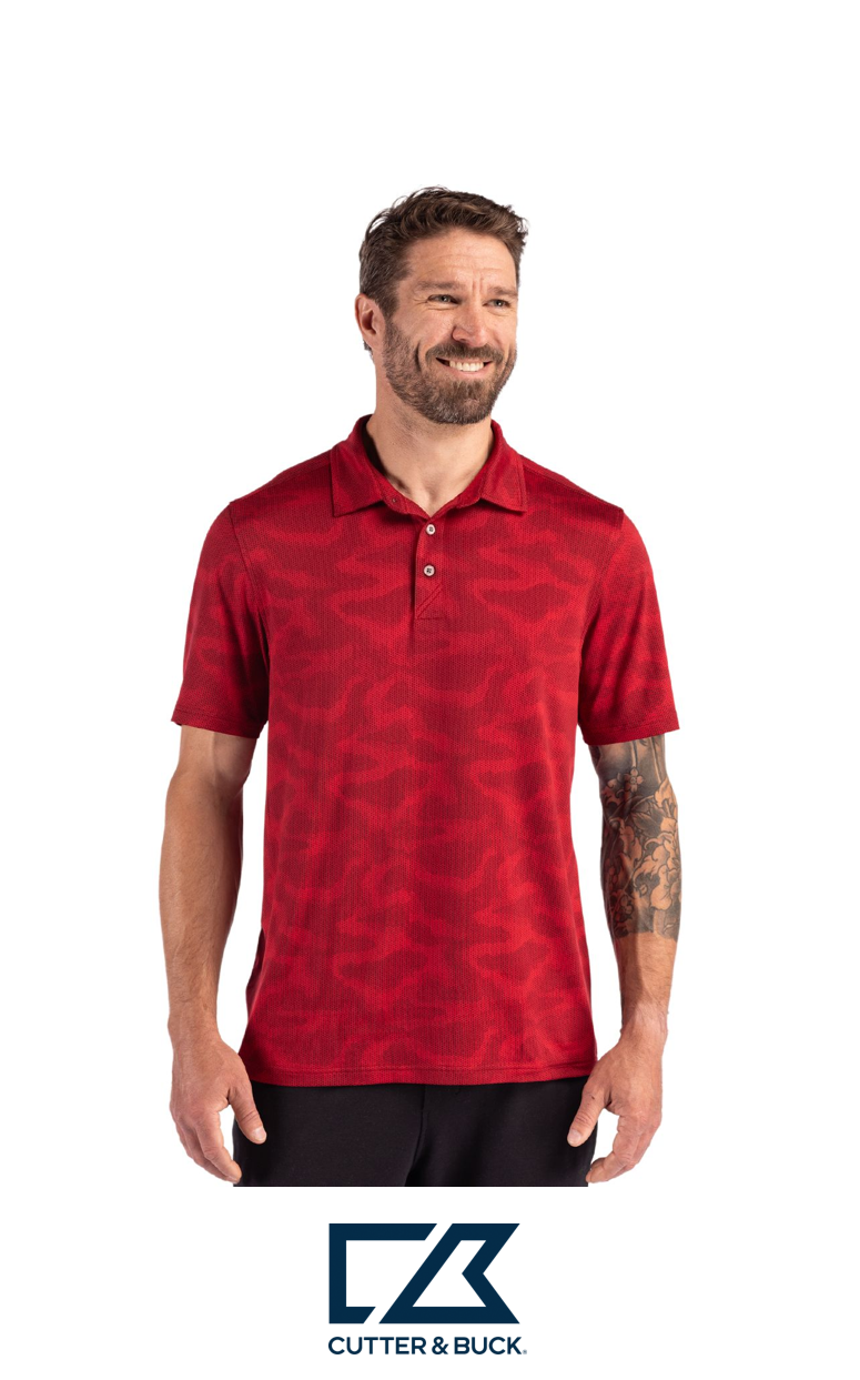 Cutter & Buck Coastline Recycled Double Peached Camo Print Mens Polo