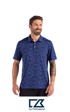 Cutter & Buck Coastline Recycled Double Peached Camo Print Mens Polo