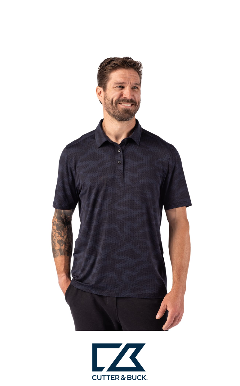 Cutter & Buck Coastline Recycled Double Peached Camo Print Mens Polo
