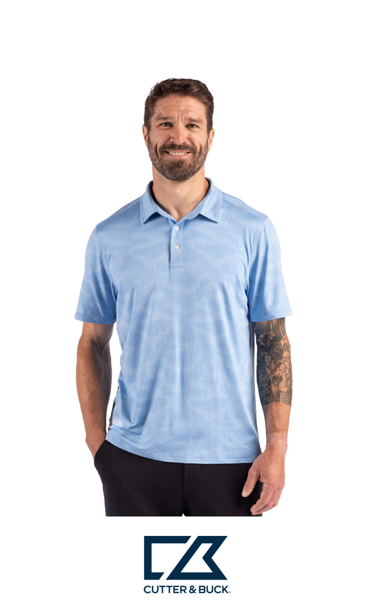 Cutter & Buck Coastline Recycled Double Peached Camo Print Mens Polo