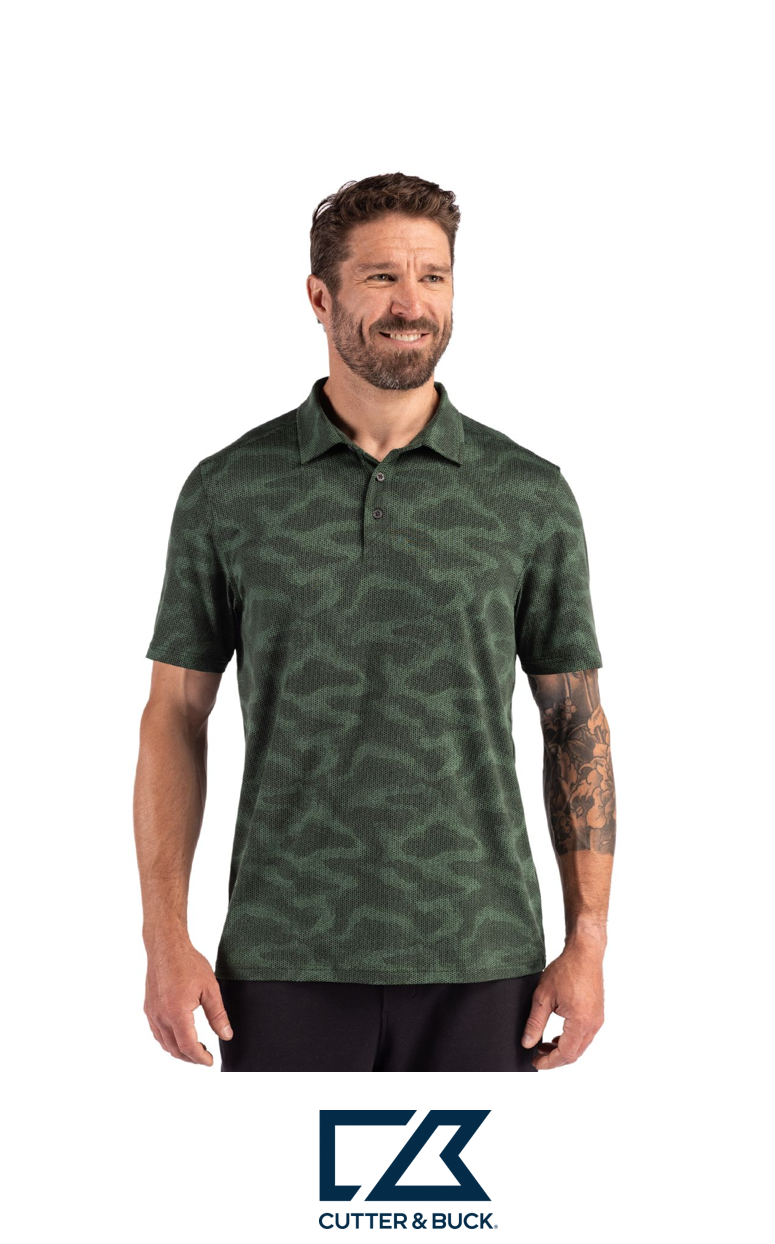 Cutter & Buck Coastline Recycled Double Peached Camo Print Mens Polo