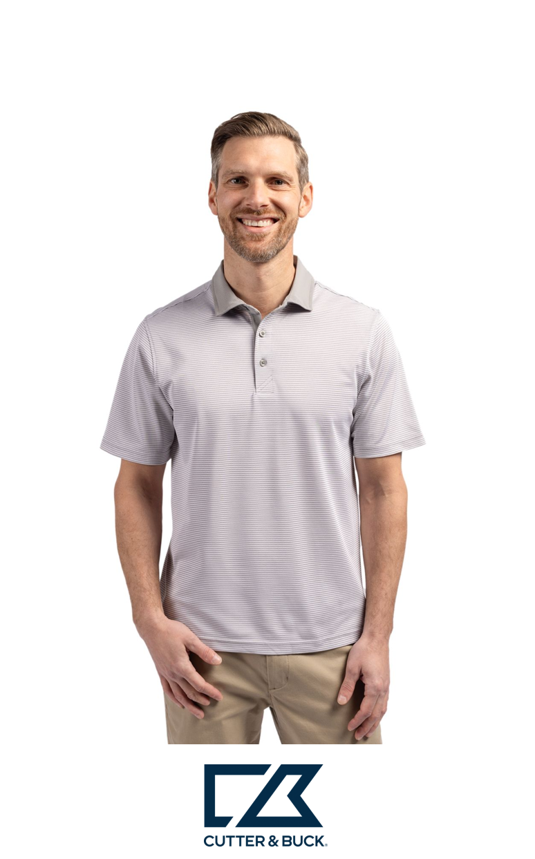 Cutter & Buck Virtue Recycled Micro Stripe Featherlight Pique Mens Polo