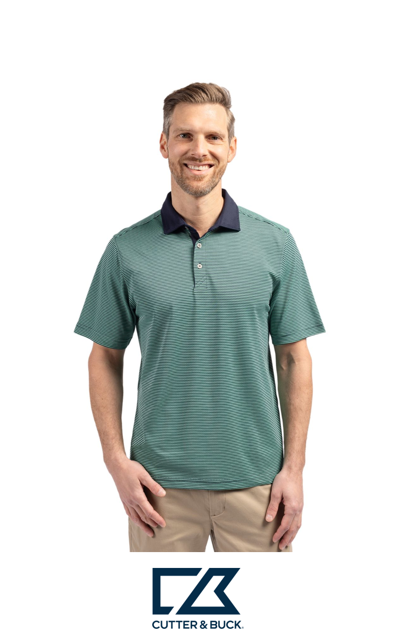 Cutter & Buck Virtue Recycled Micro Stripe Featherlight Pique Mens Polo