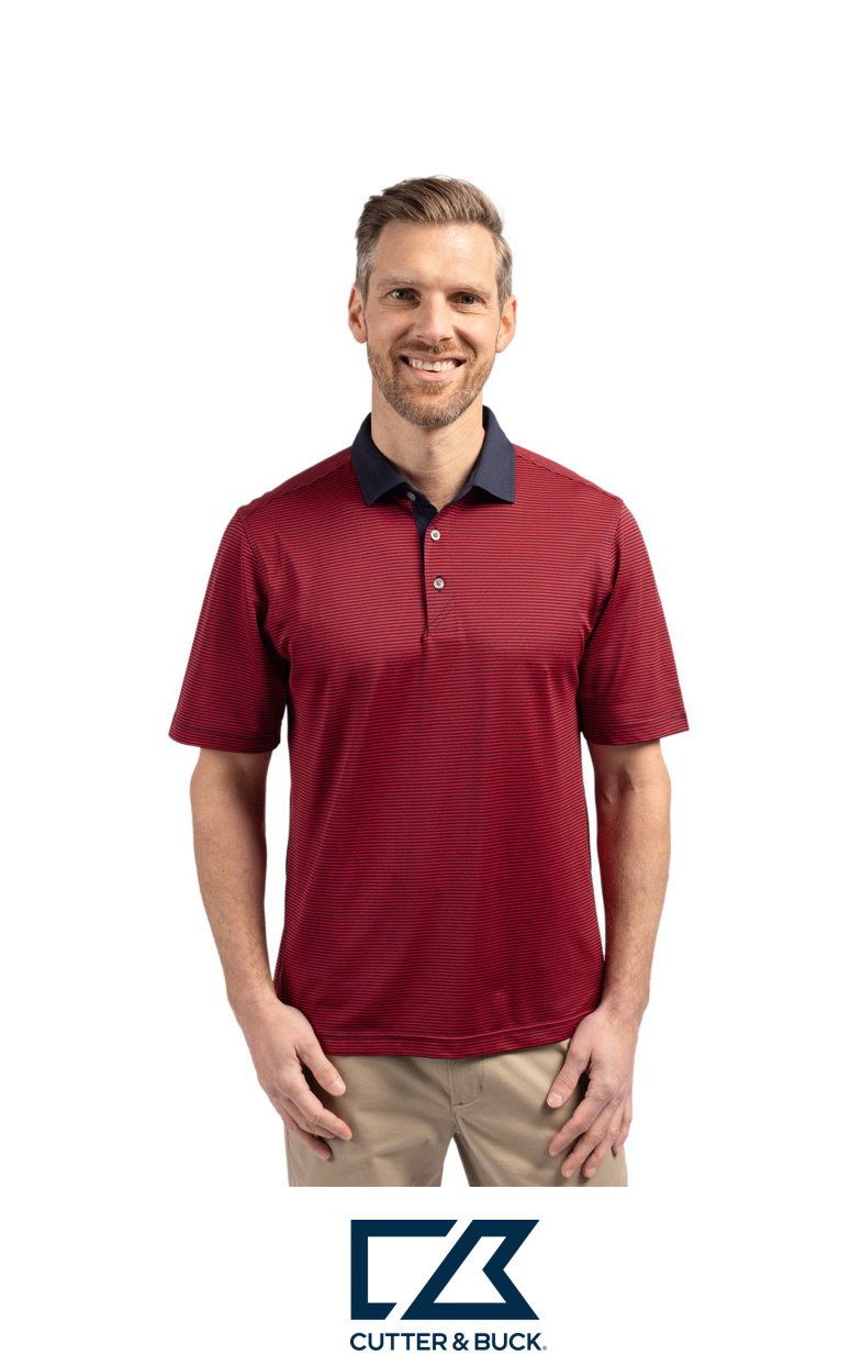 Cutter & Buck Virtue Recycled Micro Stripe Featherlight Pique Mens Polo