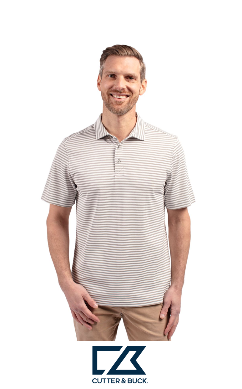 Cutter & Buck Virtue Recycled Stripe Featherlight Pique Mens Polo