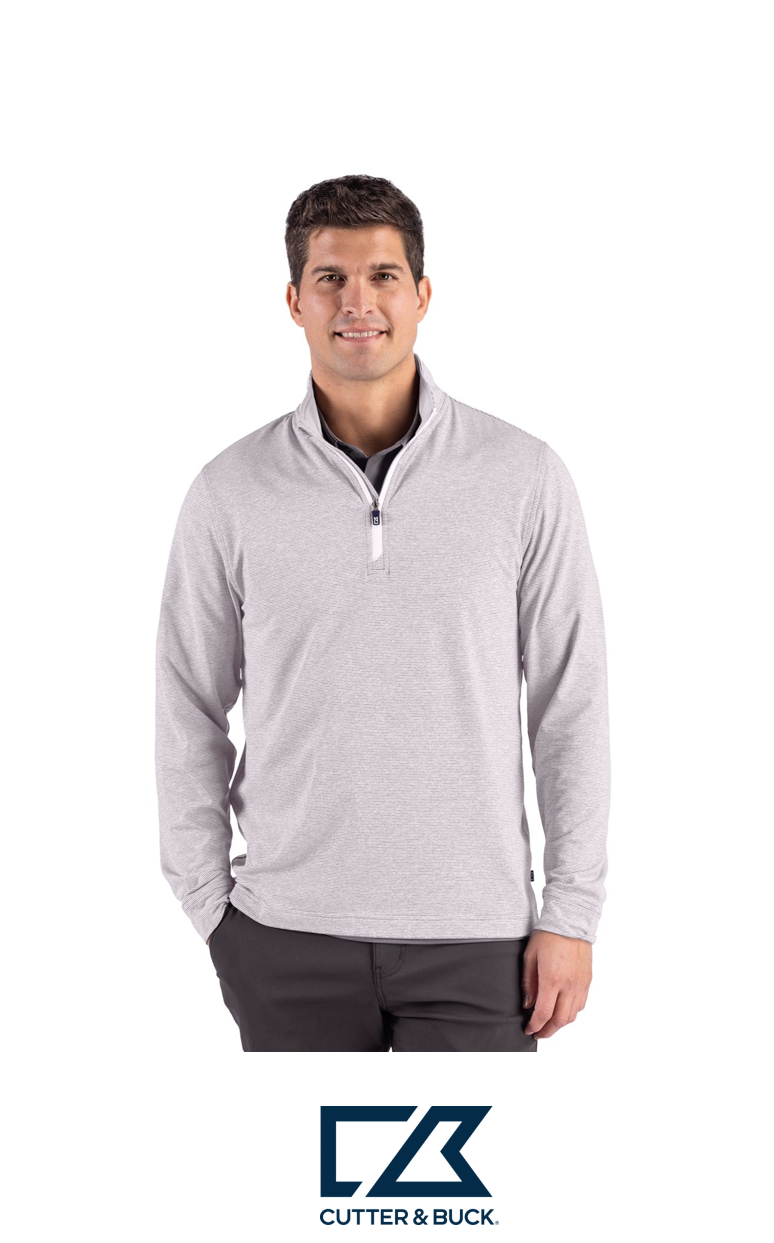 Cutter & Buck Adapt Recycled Soft Knit Stripe Mens Quarter Zip Pullover