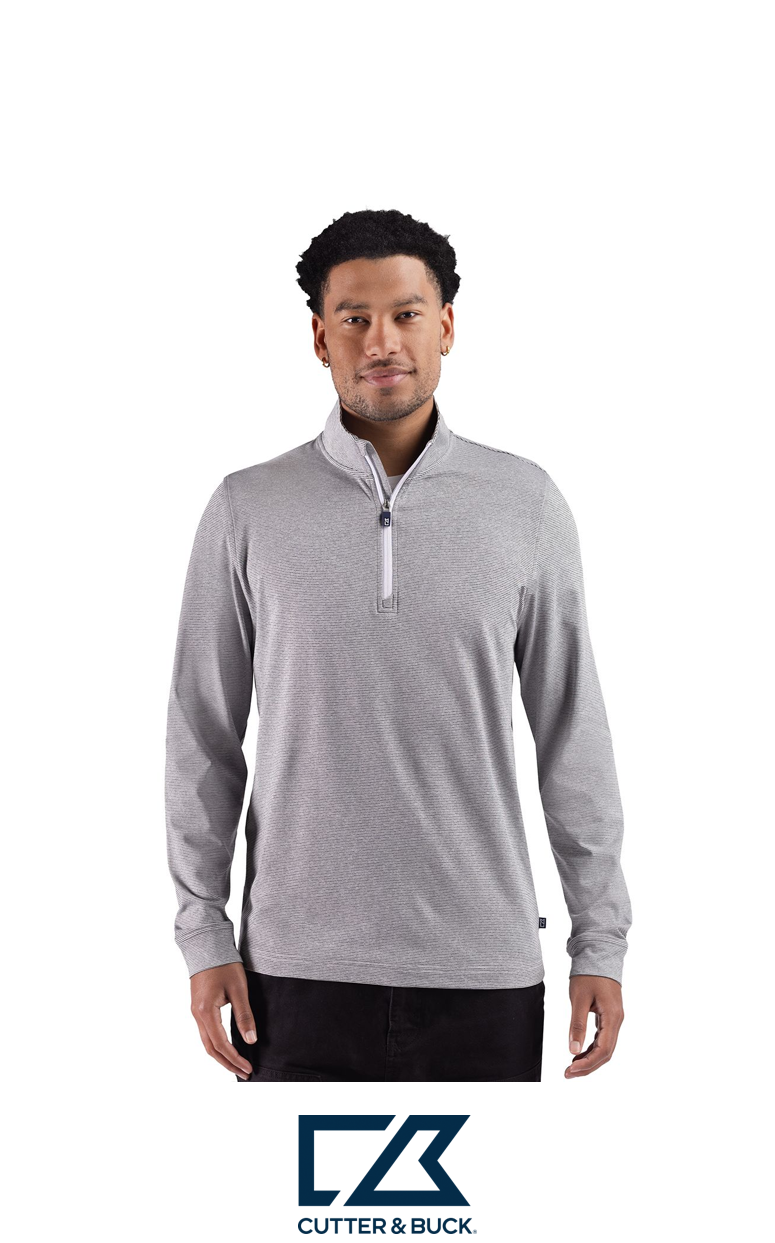 Cutter & Buck Adapt Recycled Soft Knit Stripe Mens Quarter Zip Pullover