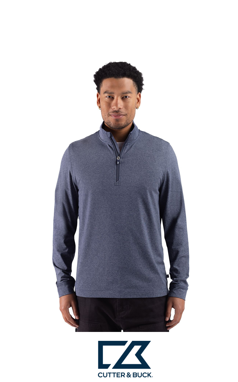 Cutter & Buck Adapt Recycled Soft Knit Stripe Mens Quarter Zip Pullover
