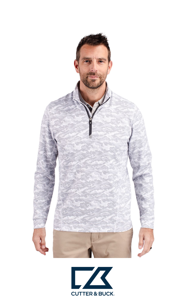 Cutter & Buck Traverse Recycled Smooth Stretch Mens Camo Quarter Zip Pullover