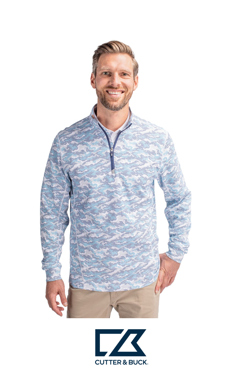 Cutter & Buck Traverse Recycled Smooth Stretch Mens Camo Quarter Zip Pullover