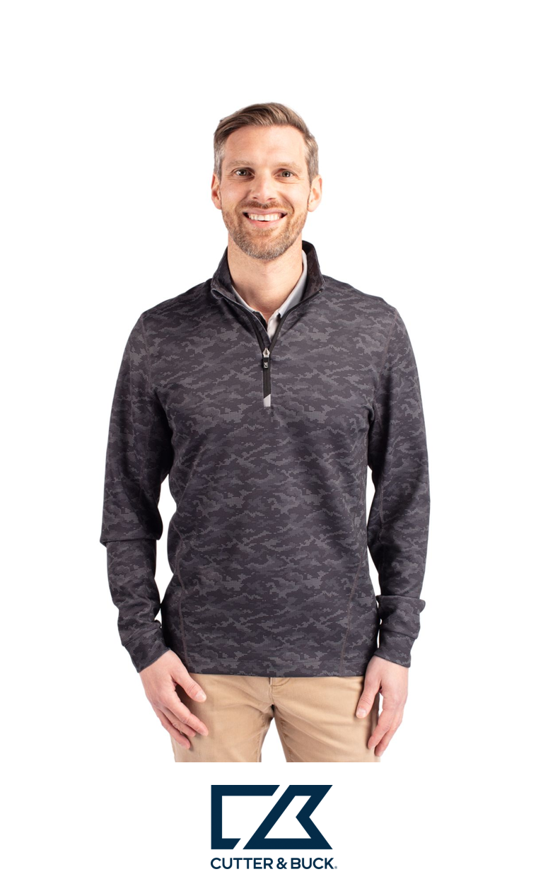 Cutter & Buck Traverse Recycled Smooth Stretch Mens Camo Quarter Zip Pullover