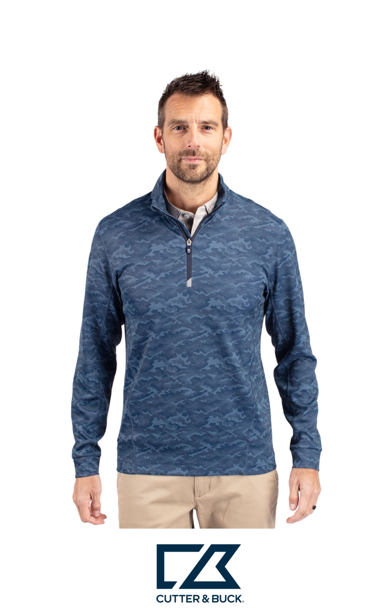 Cutter & Buck Traverse Recycled Smooth Stretch Mens Camo Quarter Zip Pullover