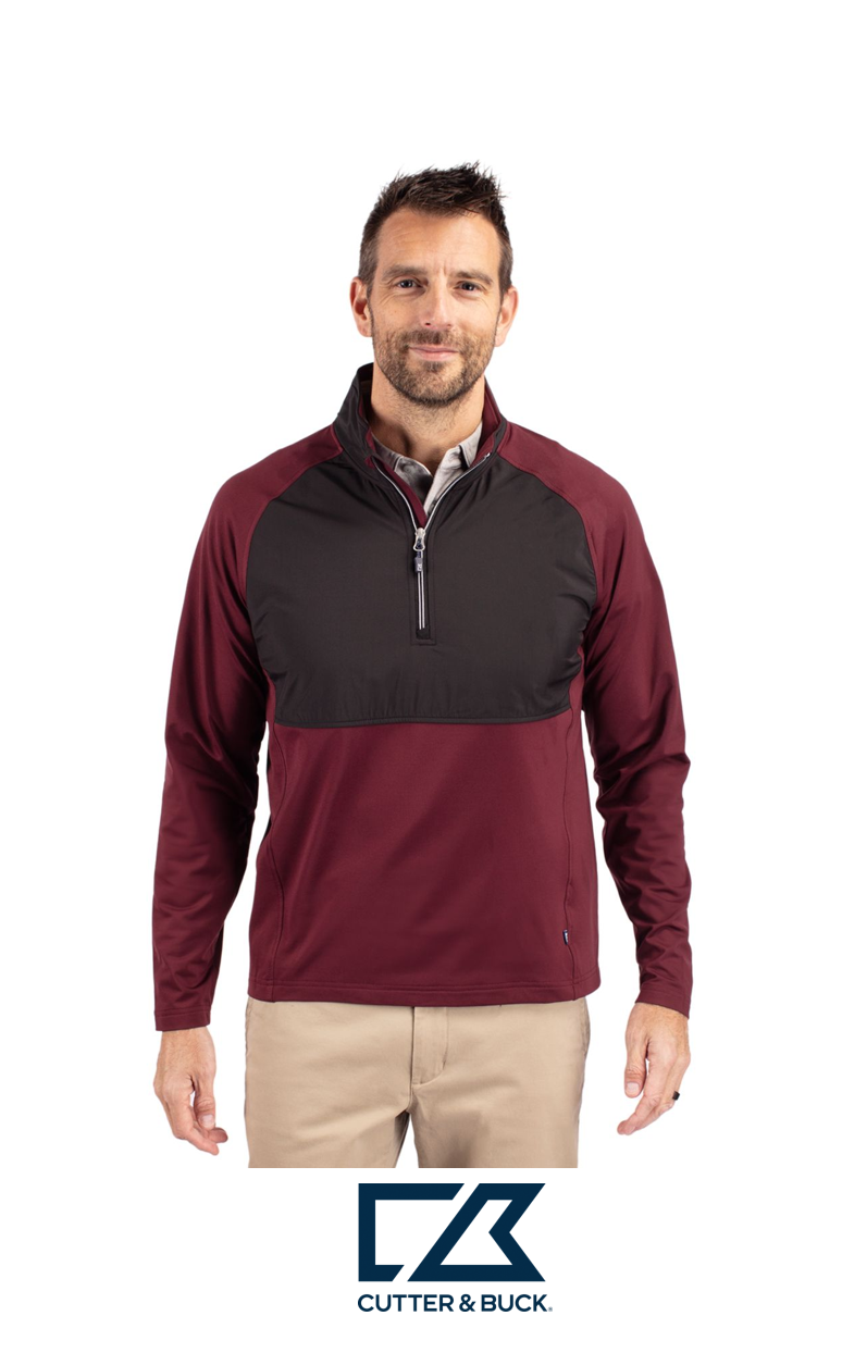 Cutter & Buck Adapt Recycled Soft Knit Stretch Mens Hybrid Quarter Zip Pullover
