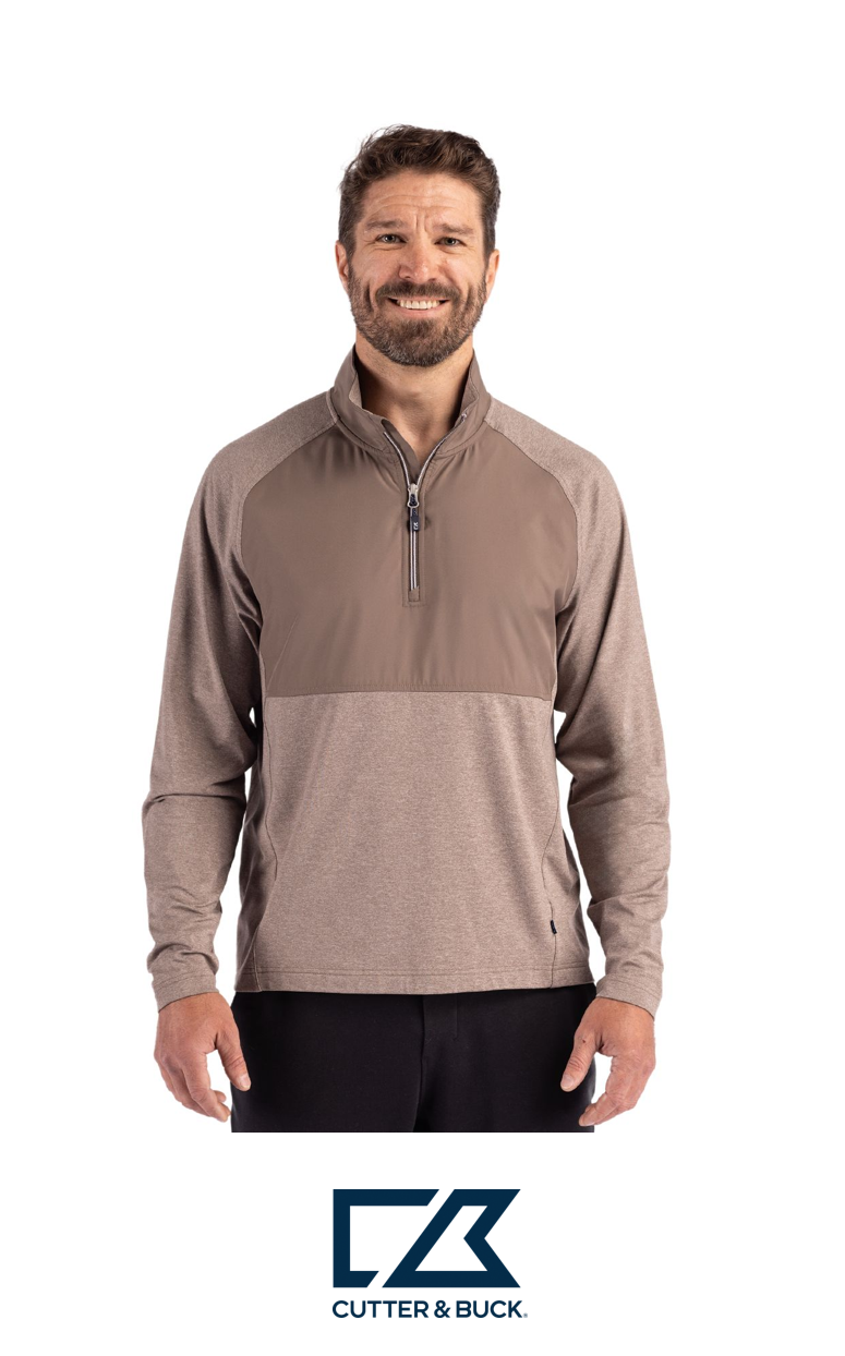 Cutter & Buck Adapt Recycled Soft Knit Stretch Mens Hybrid Quarter Zip Pullover