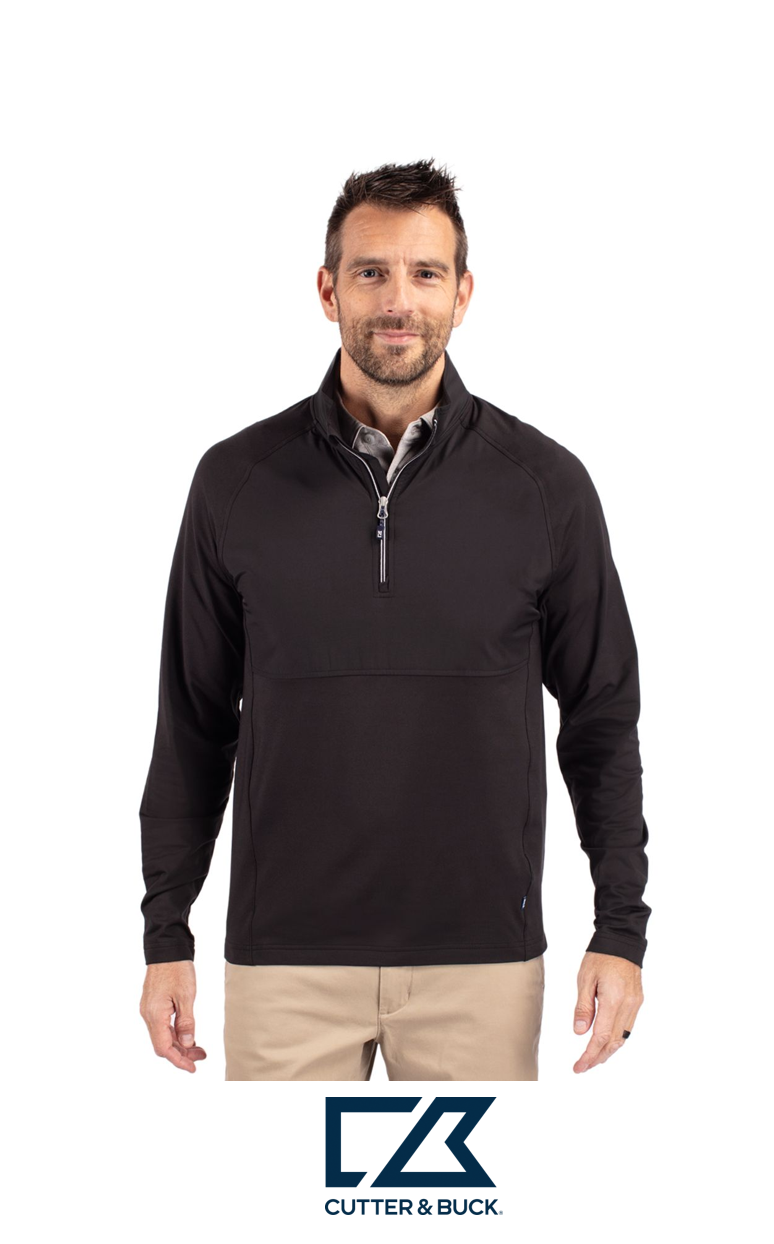 Cutter & Buck Adapt Recycled Soft Knit Stretch Mens Hybrid Quarter Zip Pullover