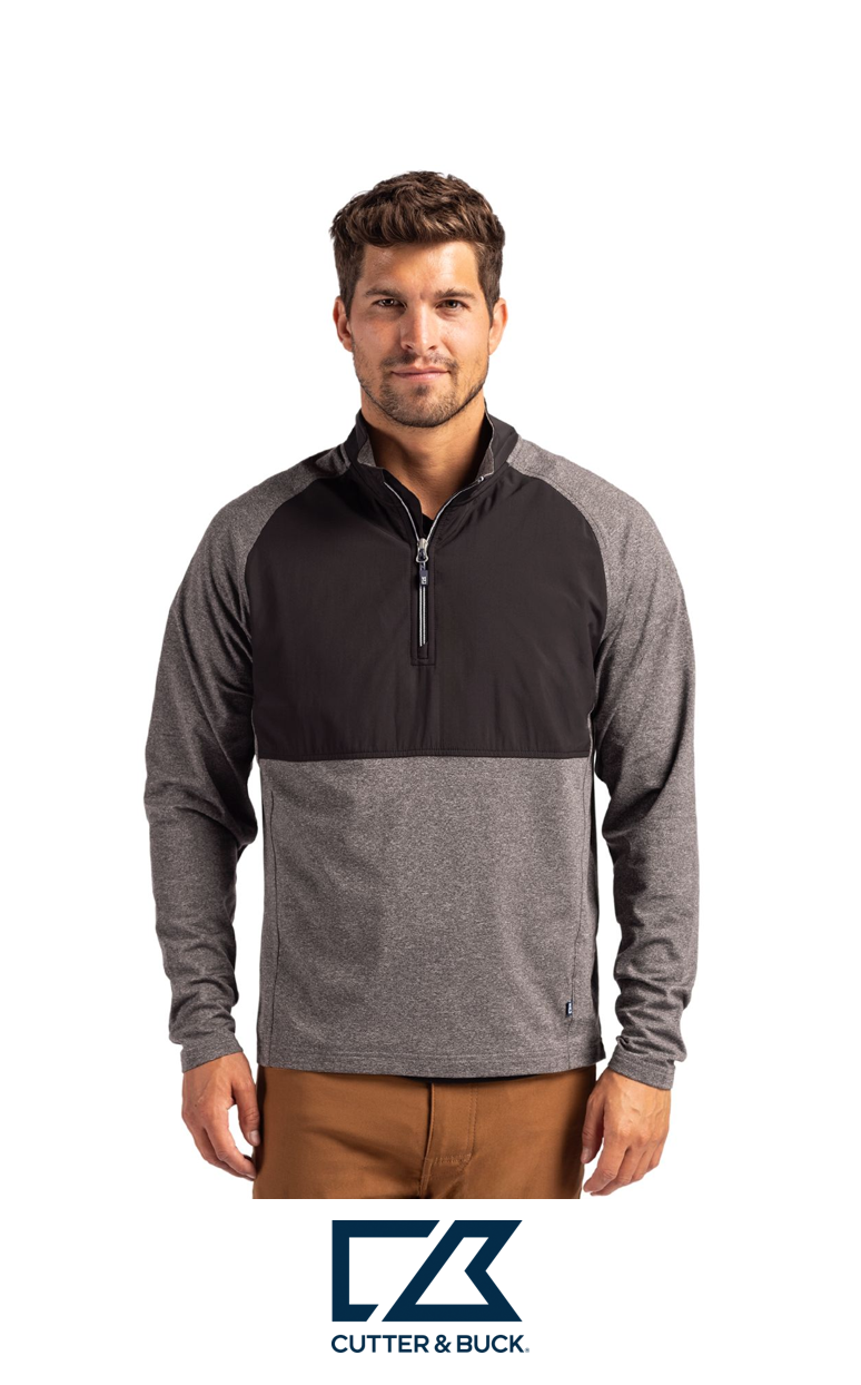 Cutter & Buck Adapt Recycled Soft Knit Stretch Mens Hybrid Quarter Zip Pullover